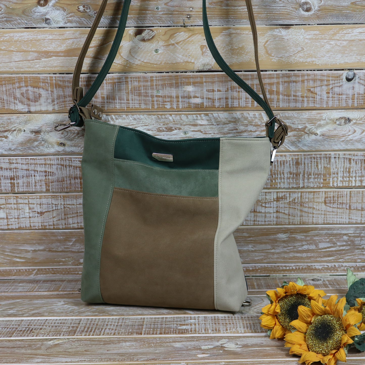 Borsa Zaino verde cammello
