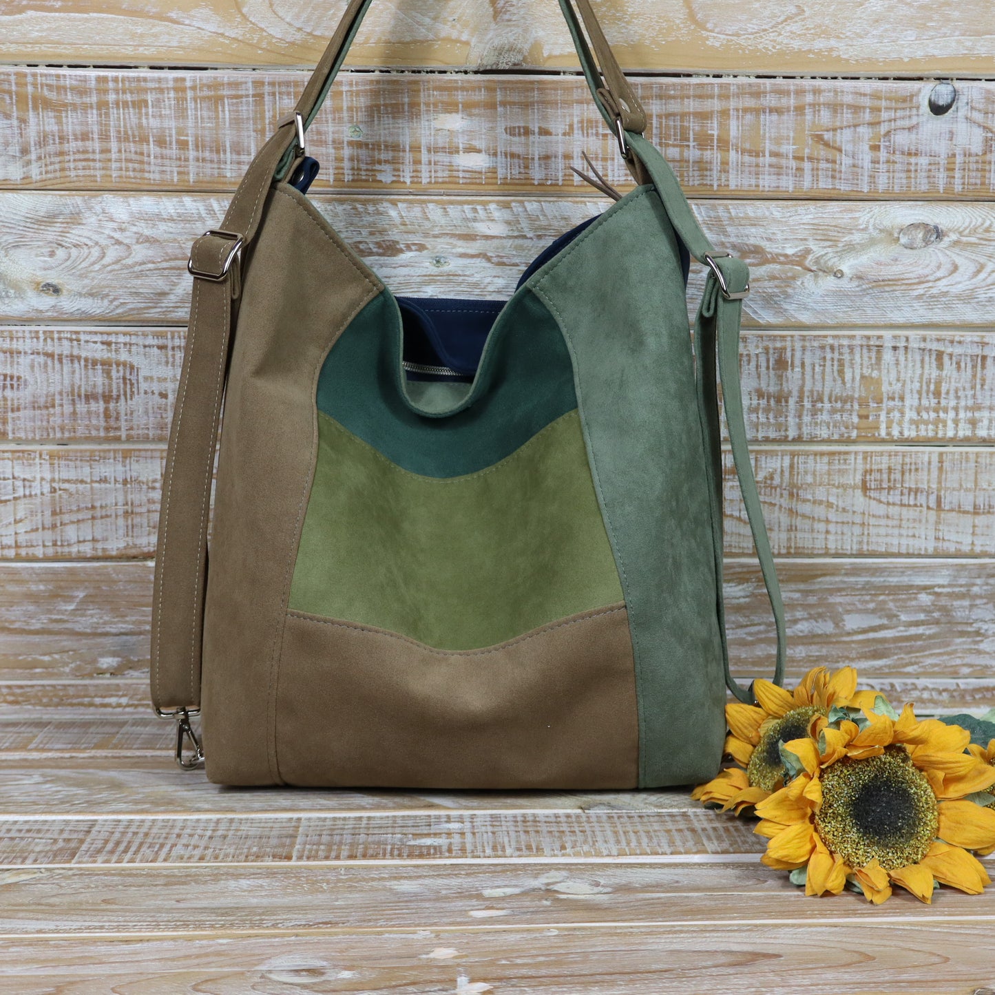 Borsa Zaino cammello verde blu