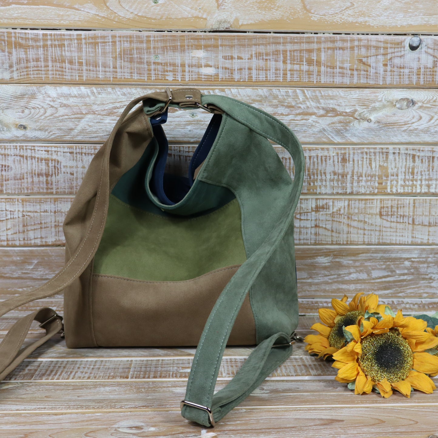 Borsa Zaino cammello verde blu