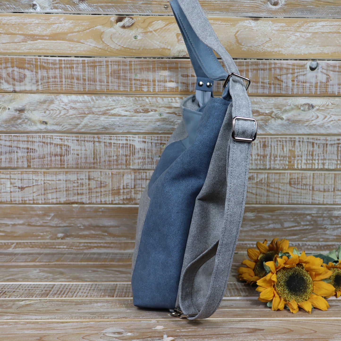 Borsa Zaino melange azzurro grigio