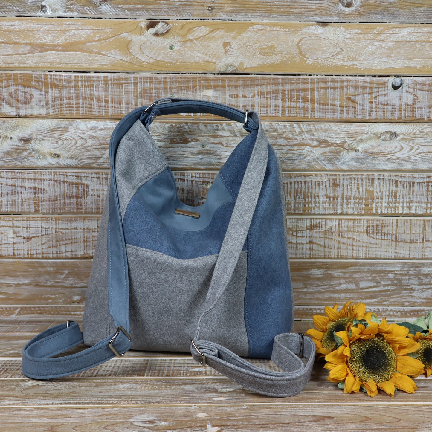 Borsa Zaino melange azzurro grigio