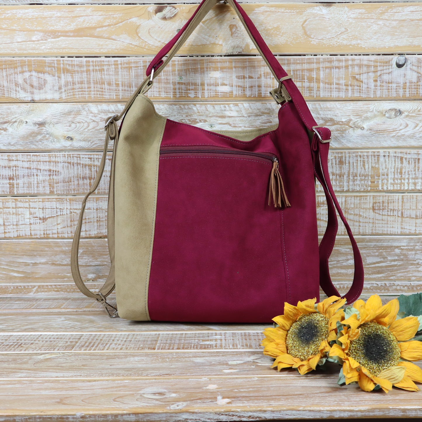Grün Lila Rucksack Tasche