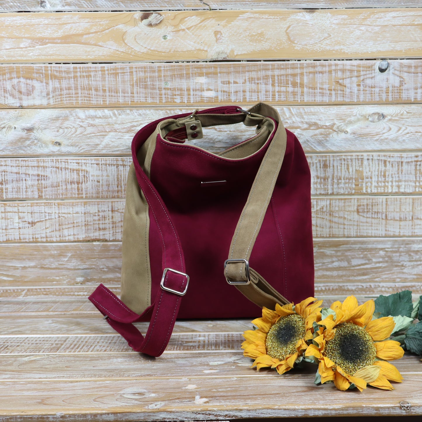 Grün Lila Rucksack Tasche