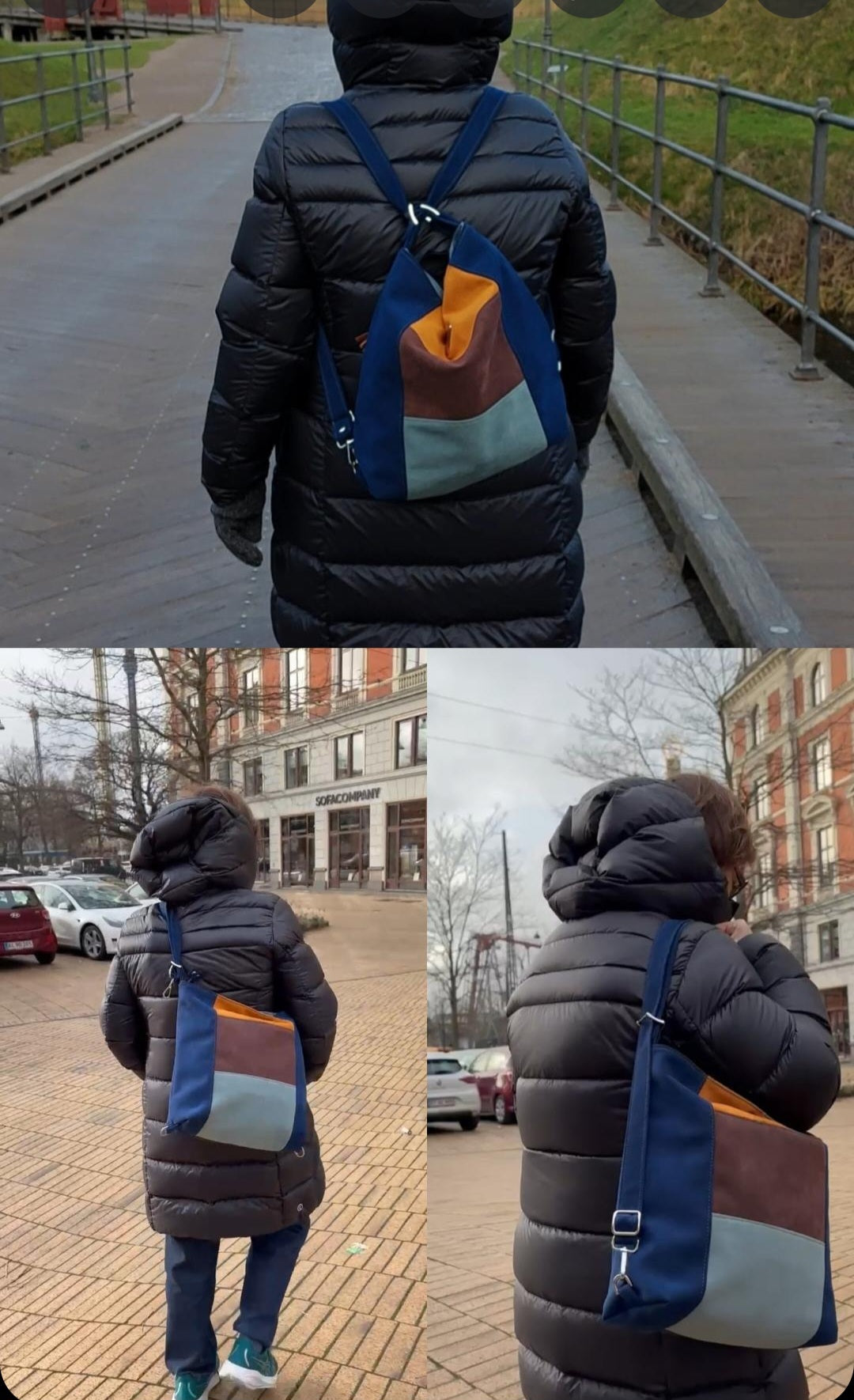 Borsa Zaino tortora blu