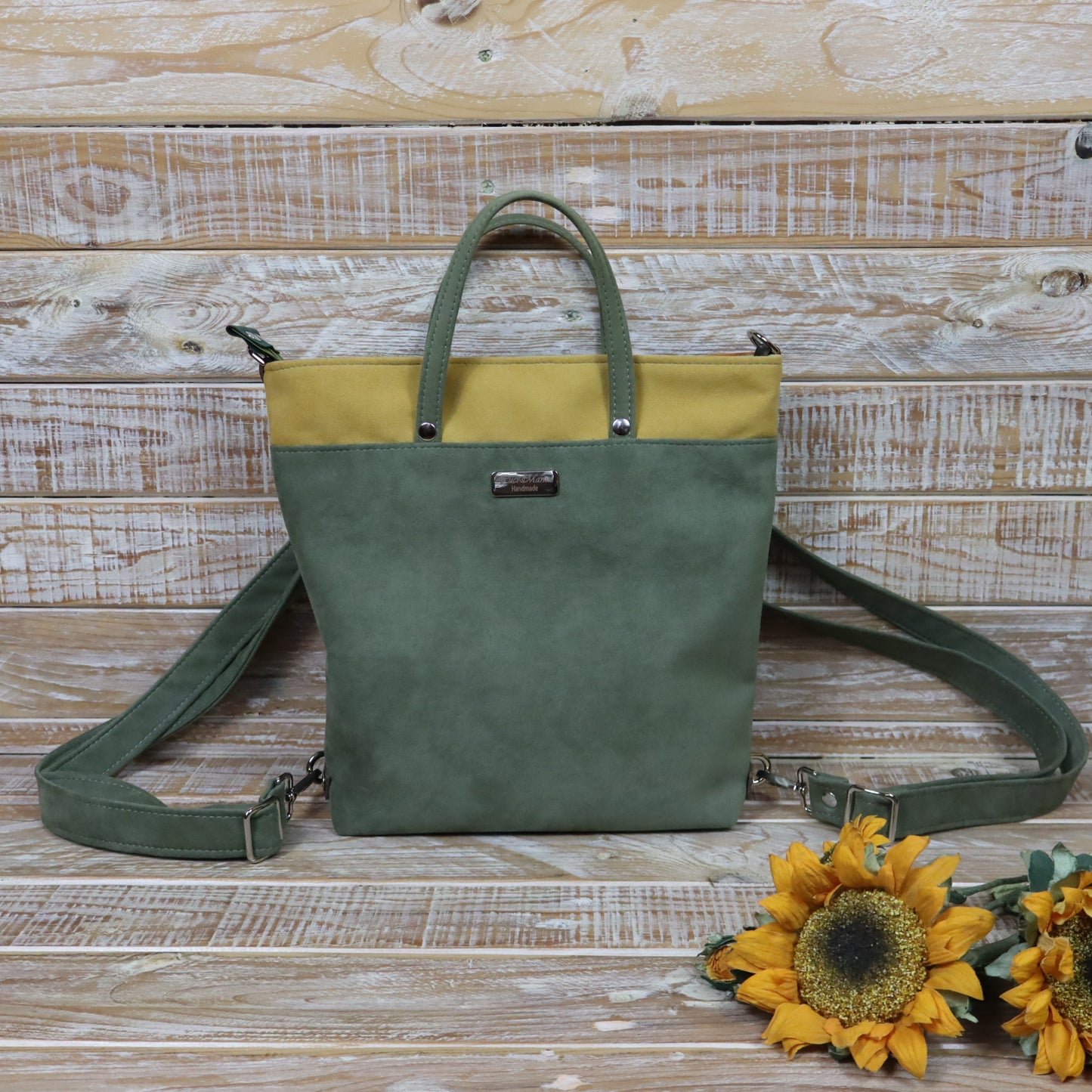 Anselmina Borsa Zaino verde giallo