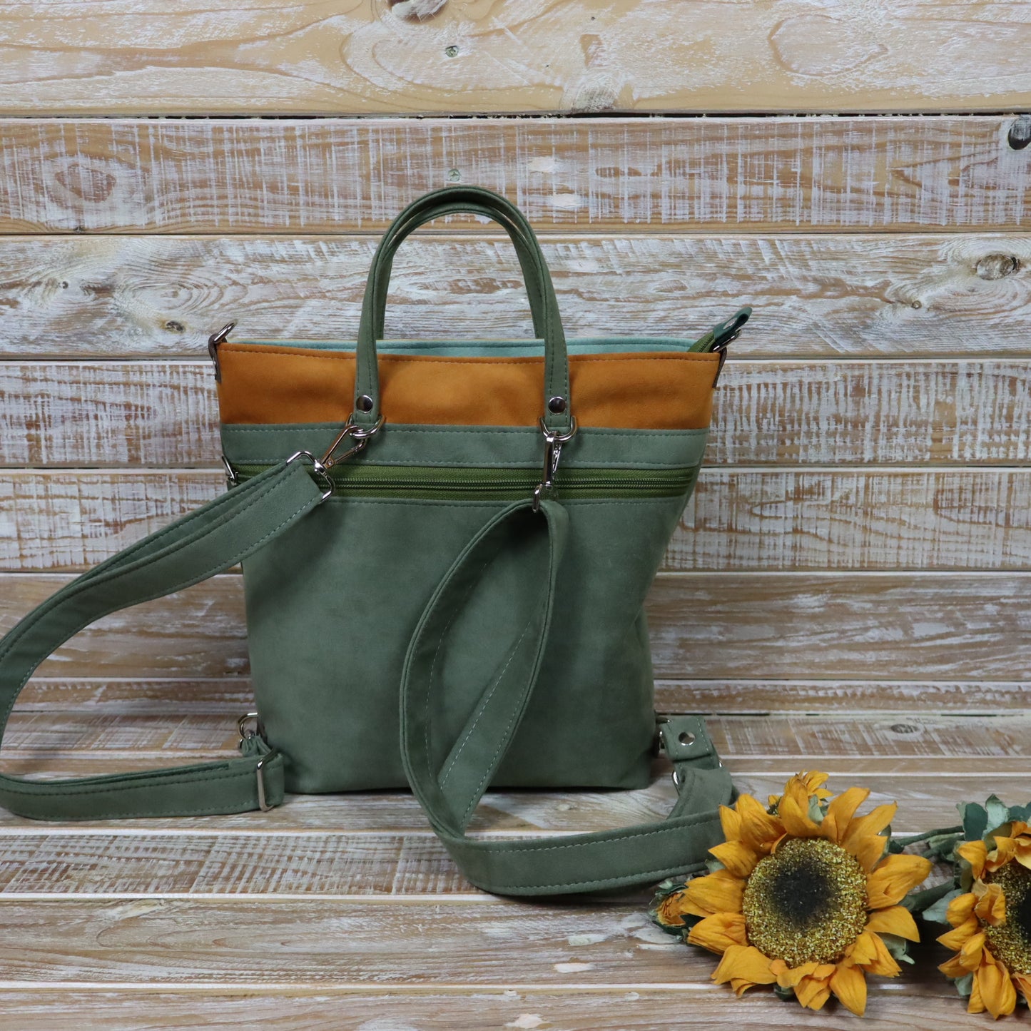 Anselmina Borsa Zaino verde giallo