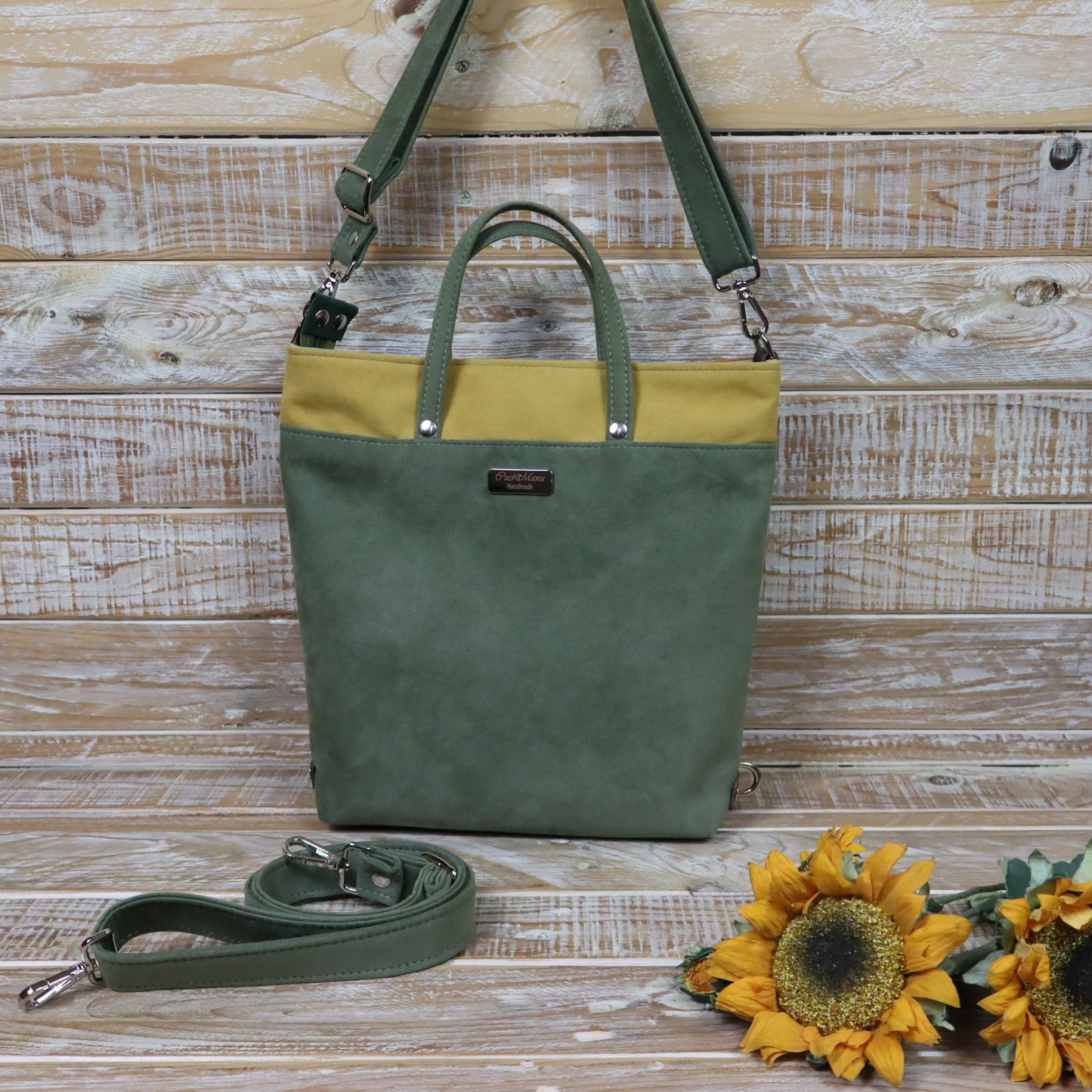 Anselmina Borsa Zaino verde giallo