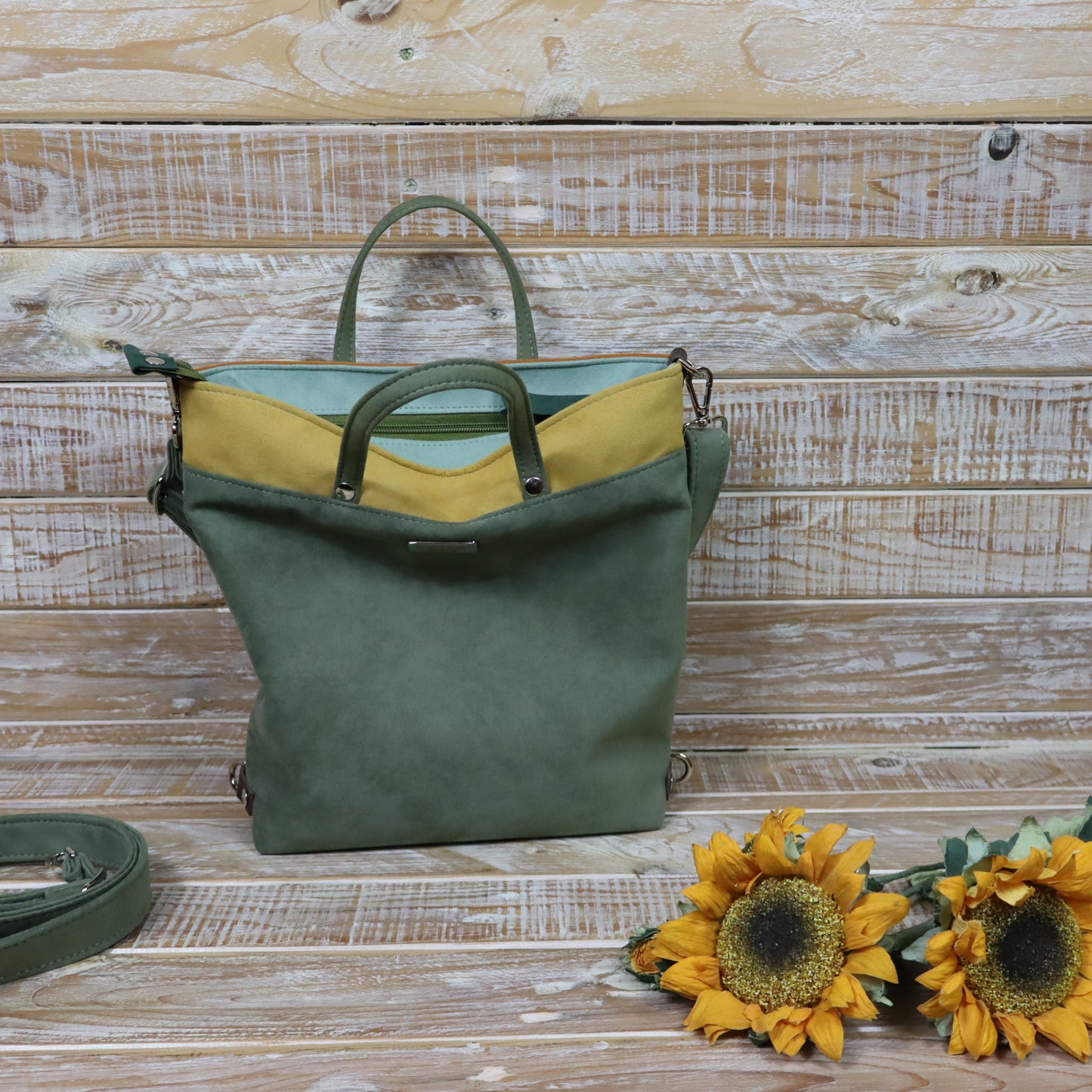 Anselmina Borsa Zaino verde giallo