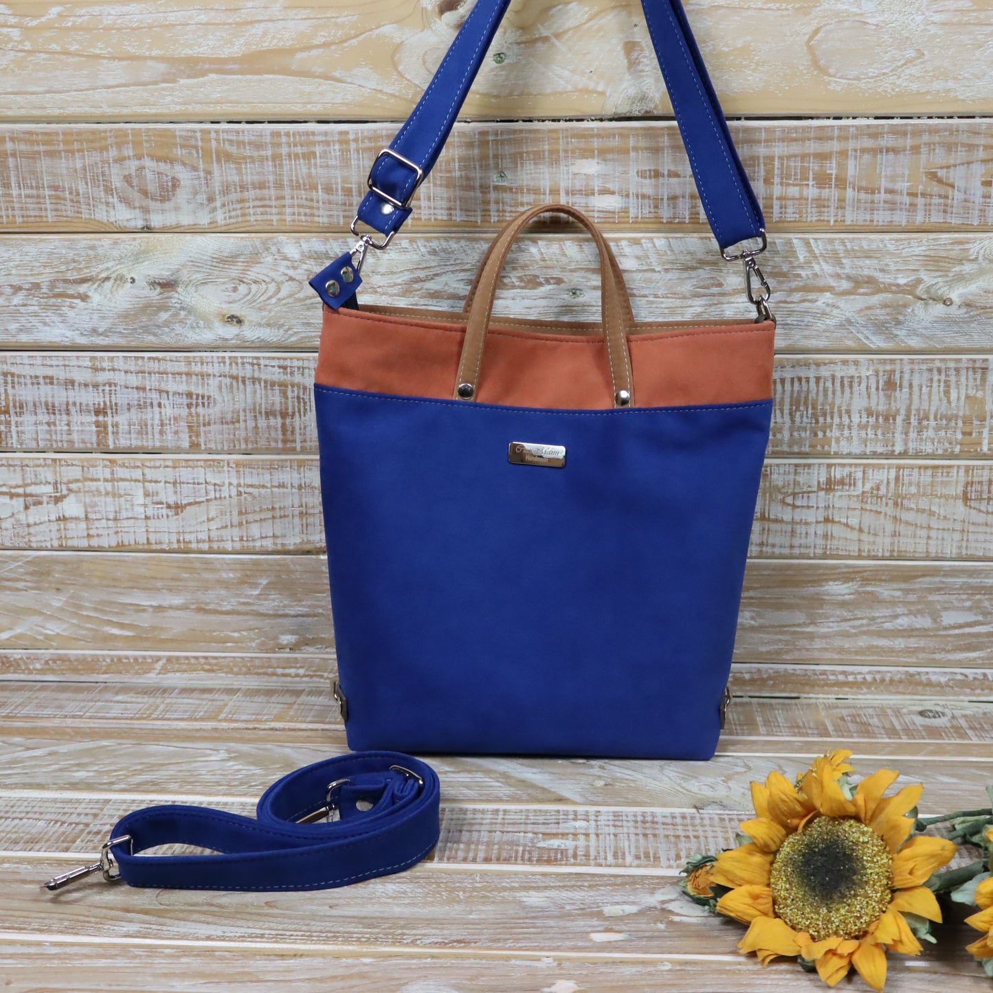 Anselmina Borsa Zaino blu arancio