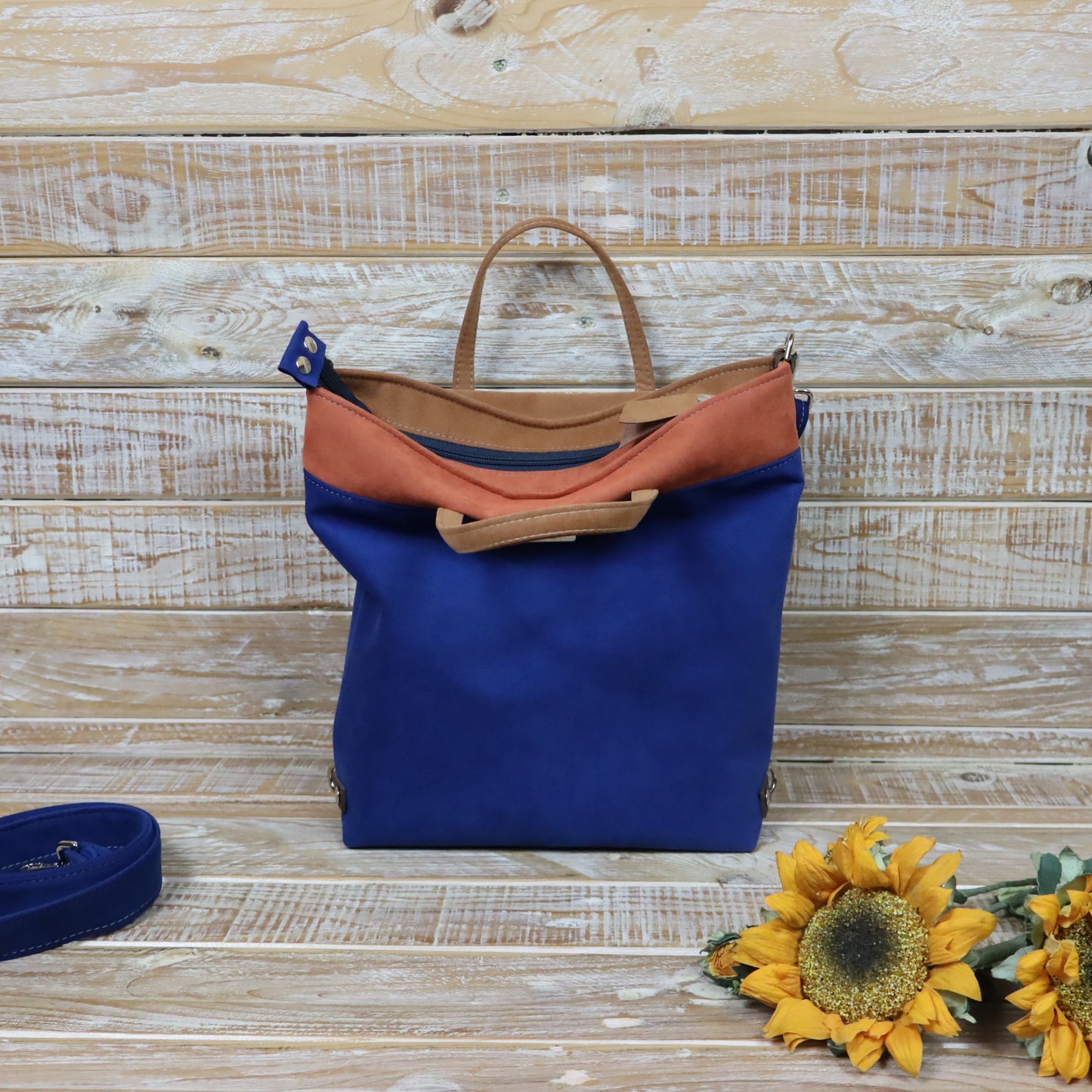 Anselmina Borsa Zaino blu arancio