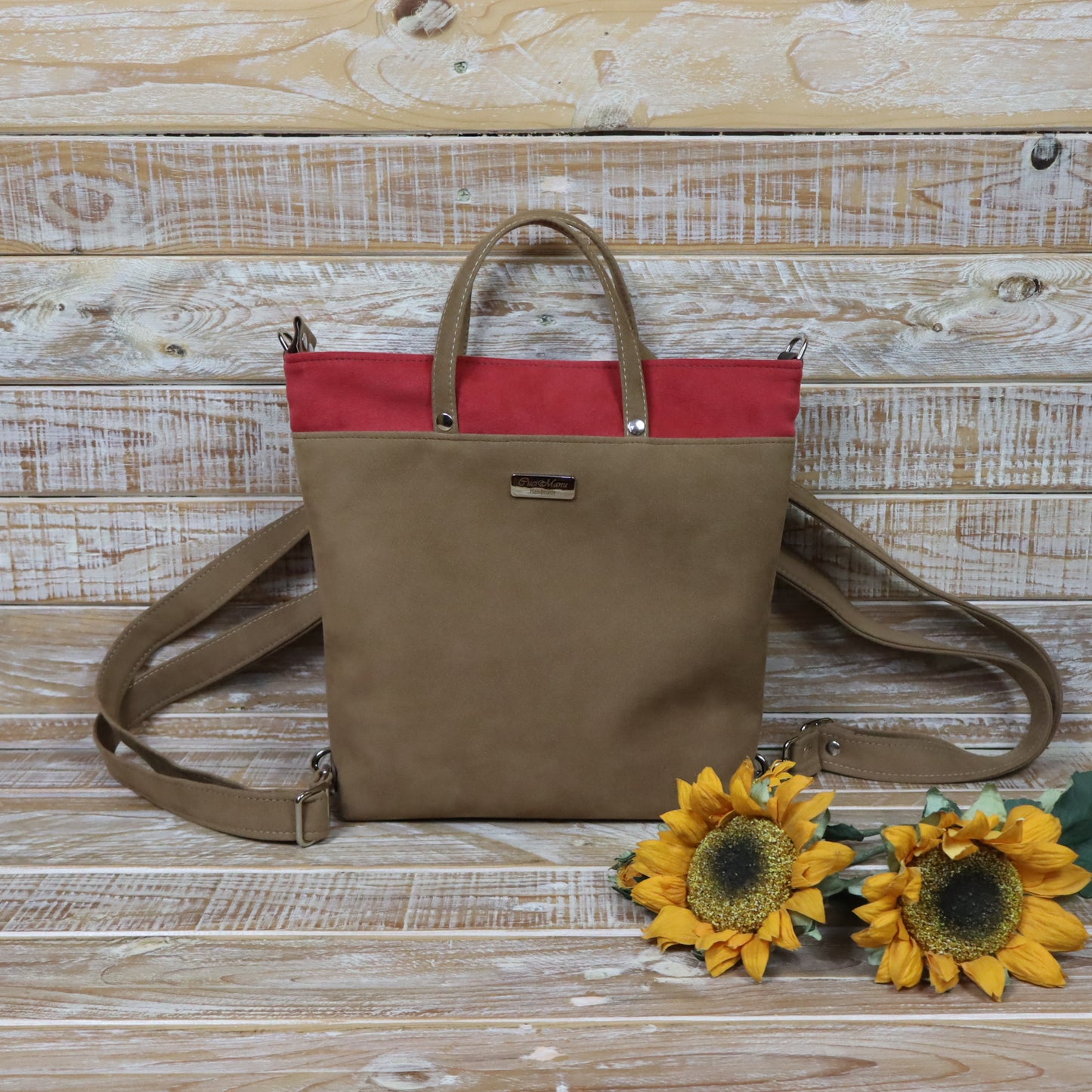 Anselmina Borsa Zaino beige magenta