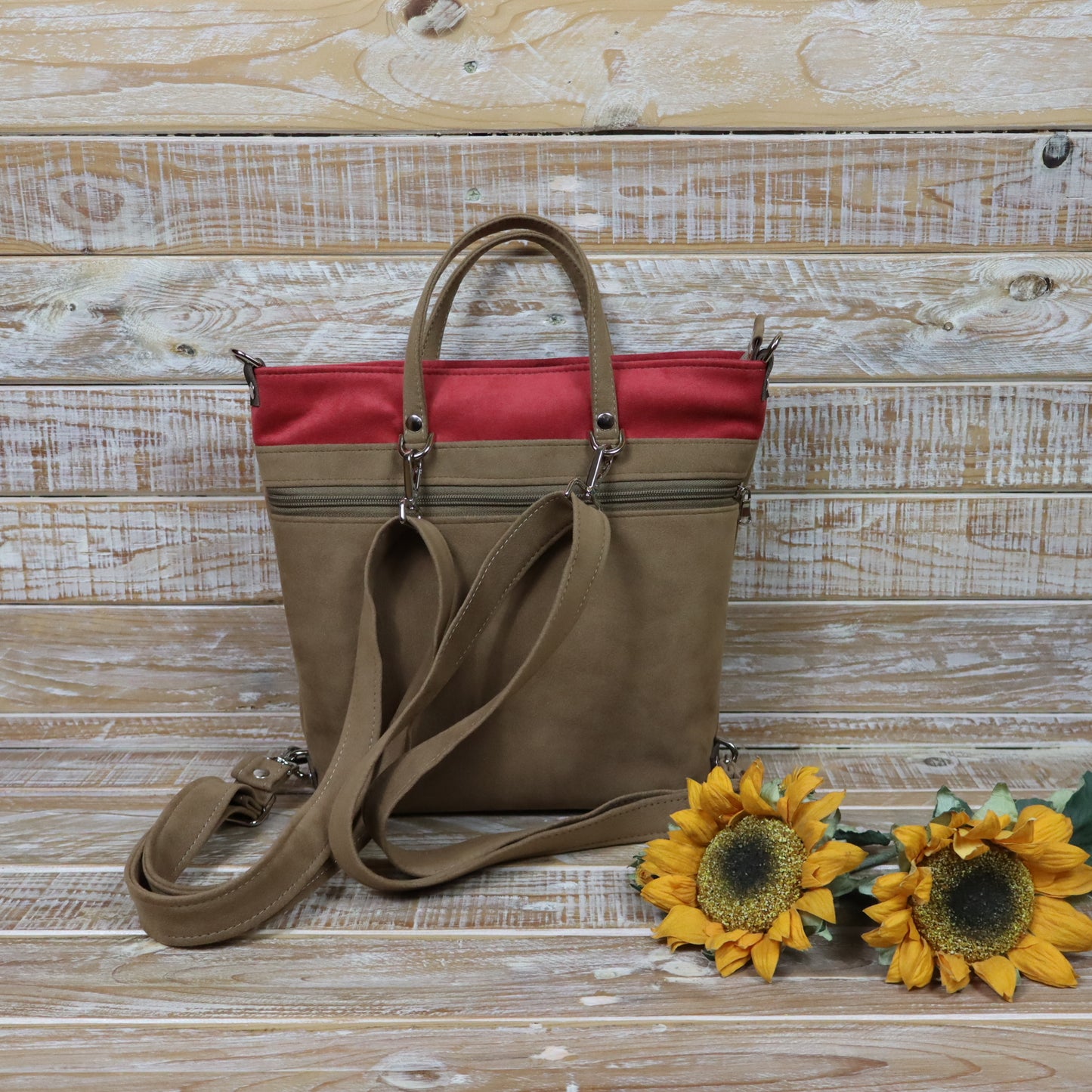 Anselmina Borsa Zaino beige magenta