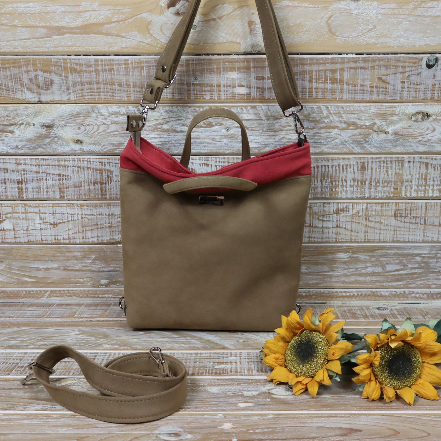 Anselmina Borsa Zaino beige magenta