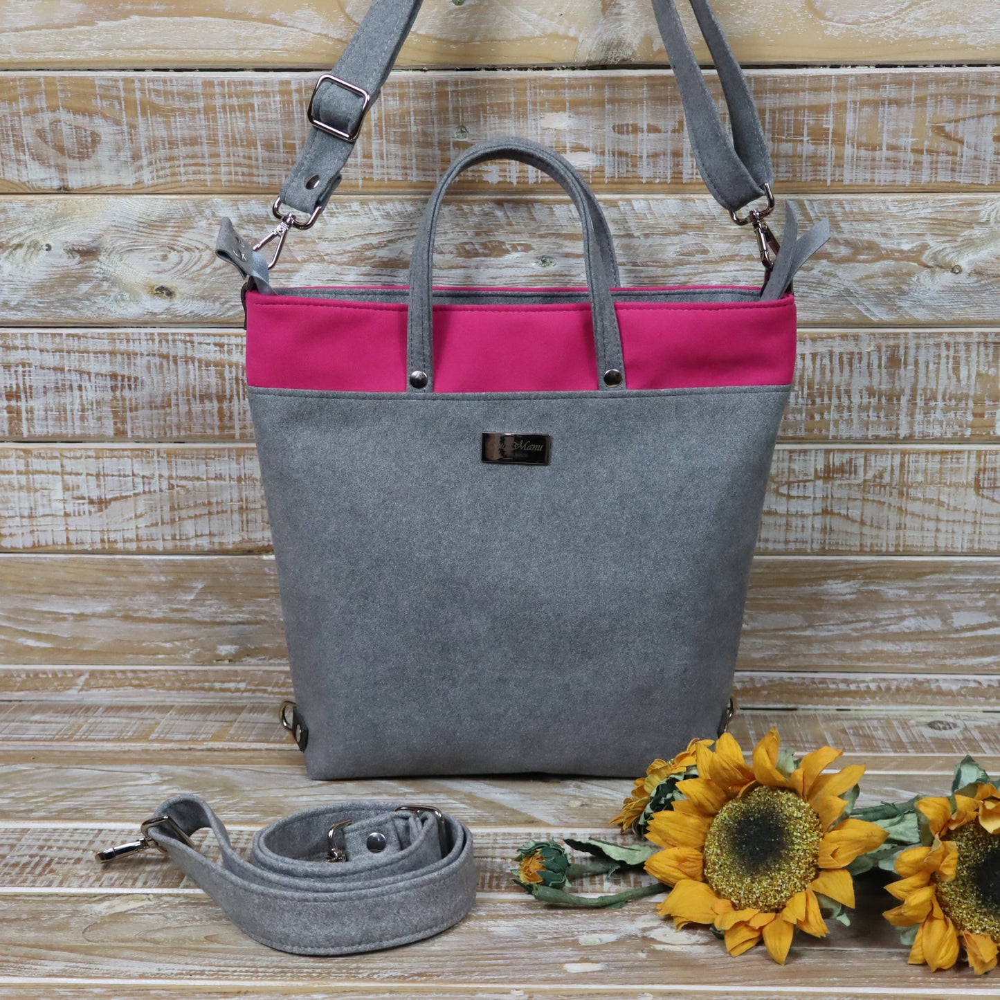 Anselmina Borsa Zaino grigio-fucsia