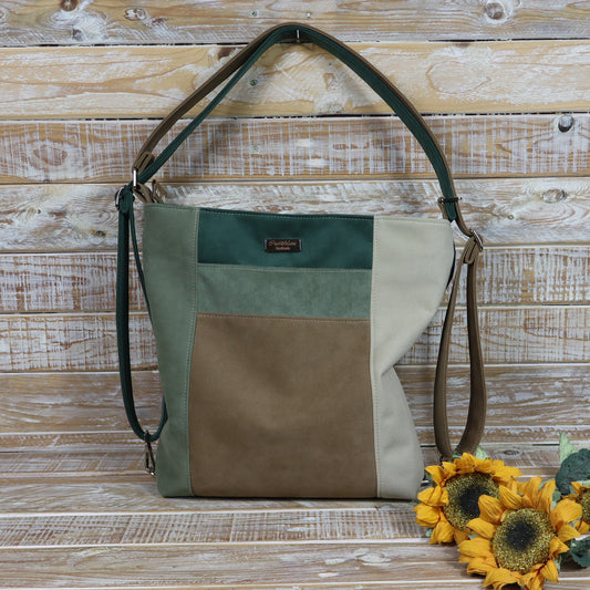 Borsa Zaino verde cammello