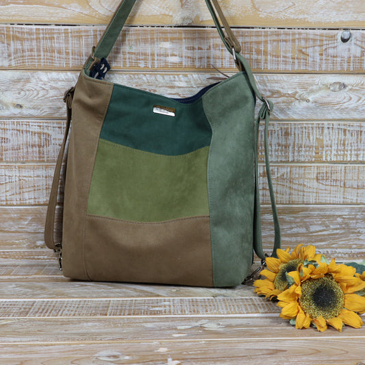 Borsa Zaino cammello verde blu