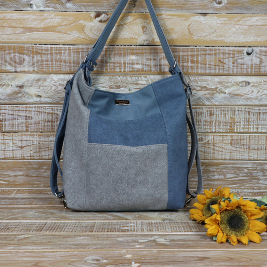 Borsa Zaino melange azzurro grigio