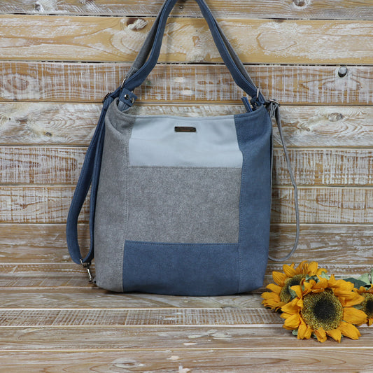 Borsa Zaino melange azzurro grigio