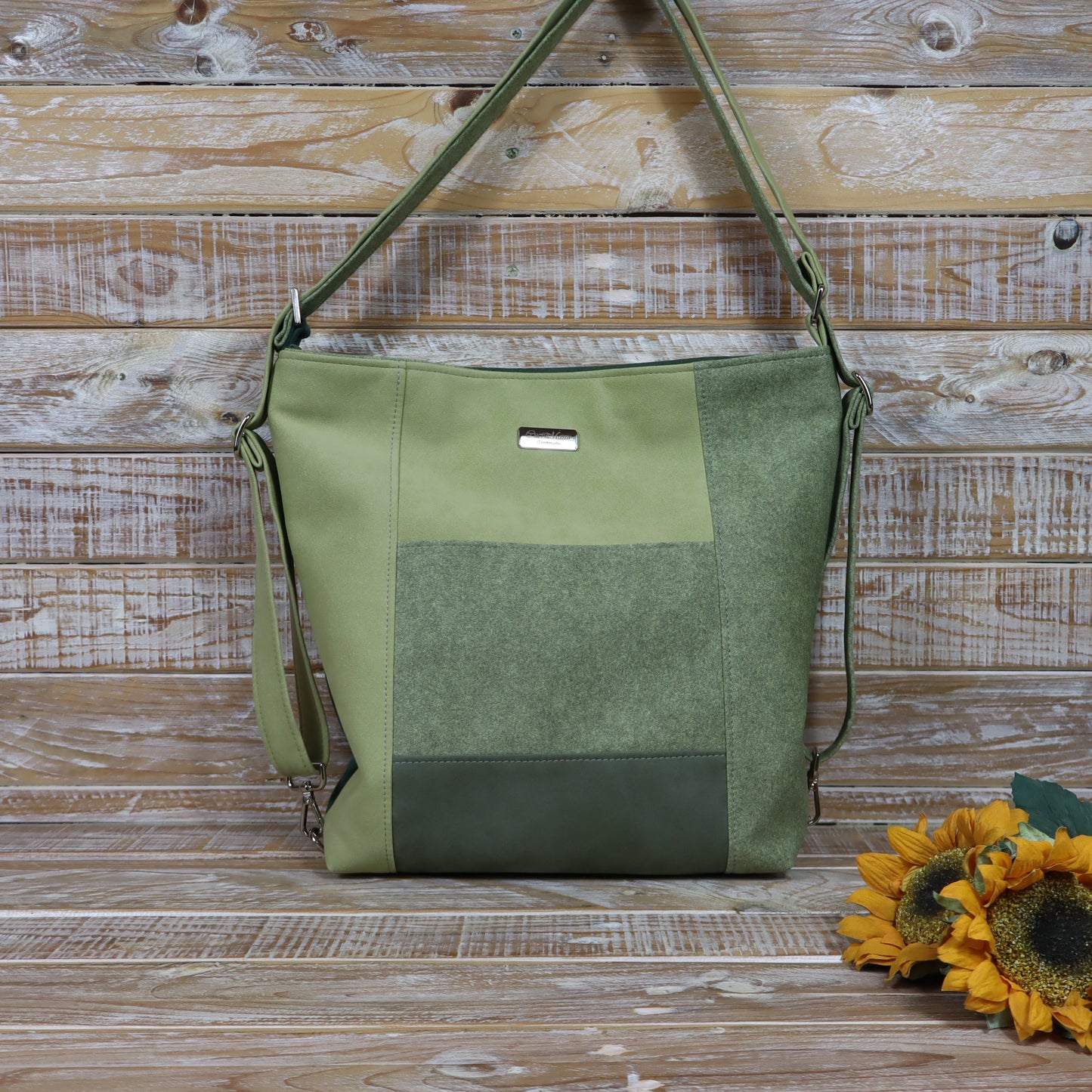 Grün Lila Rucksack Tasche