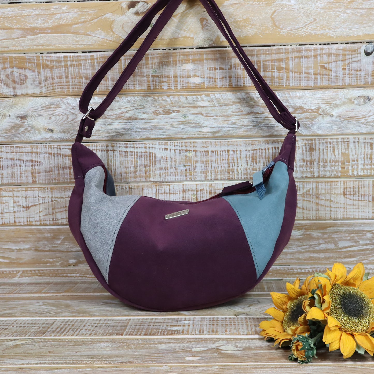 Hobo Bag vinaccia grigio azzurro