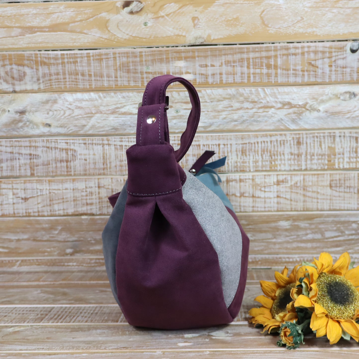 Hobo Bag vinaccia grigio azzurro