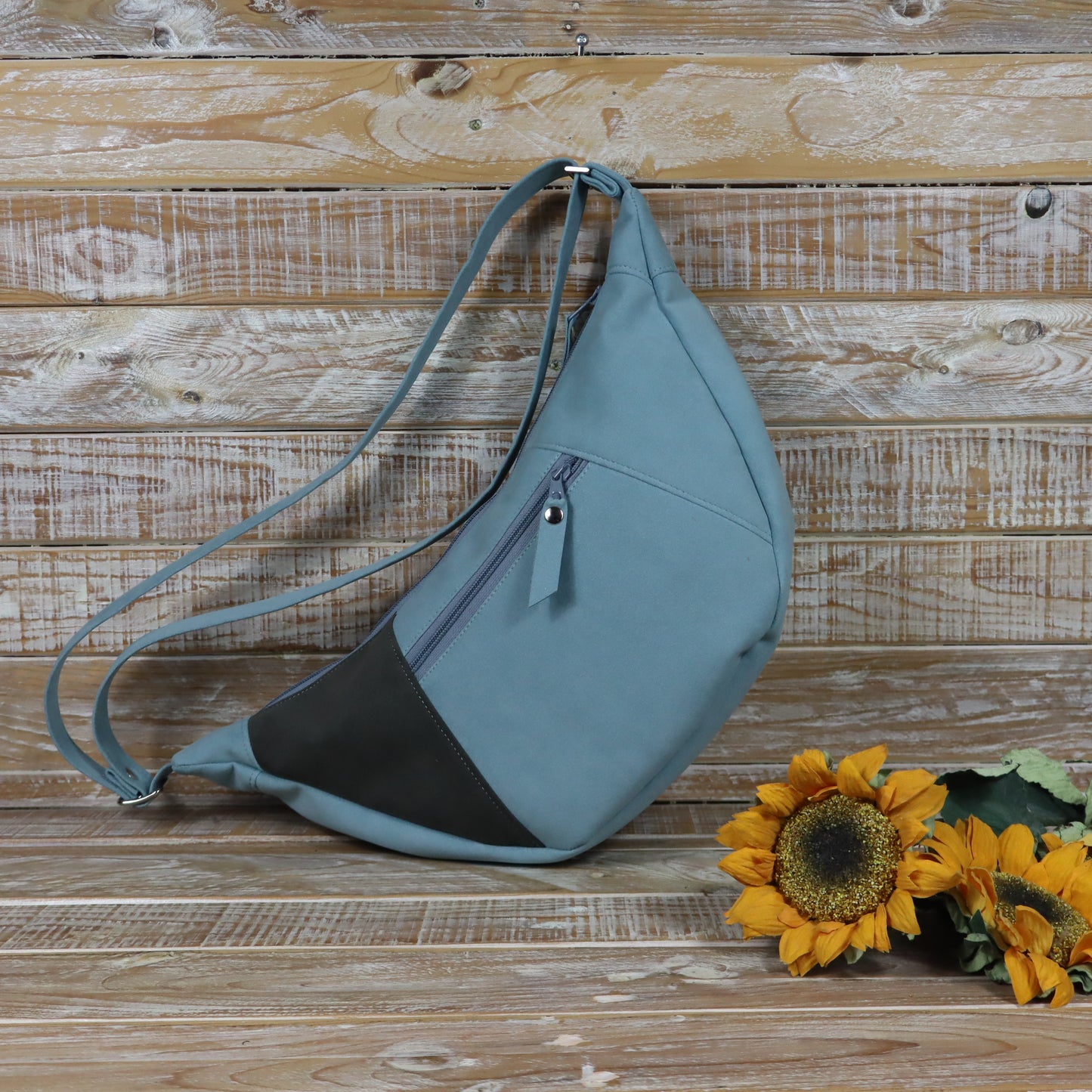 Hobo Bag celeste e caffè