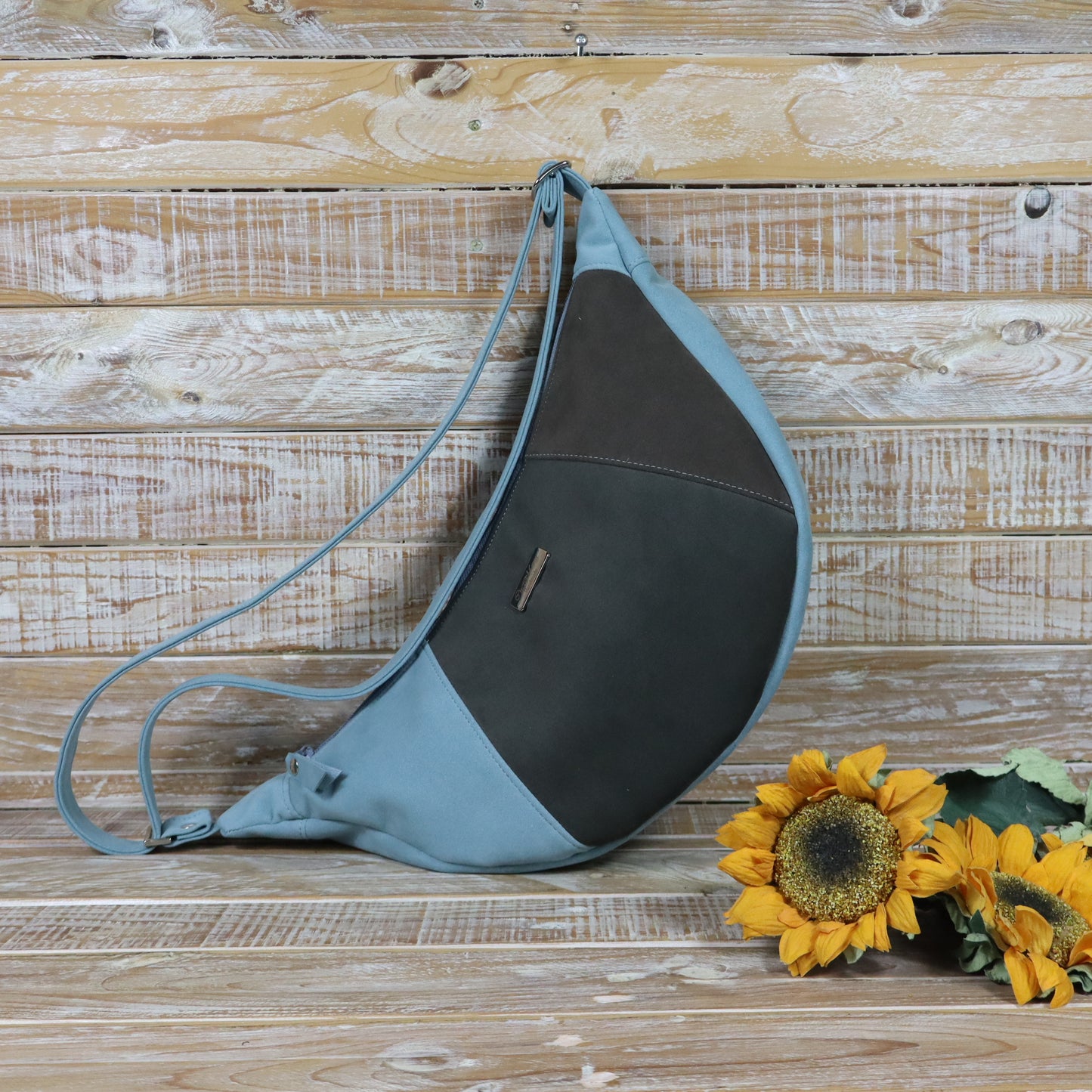 Hobo Bag celeste e caffè