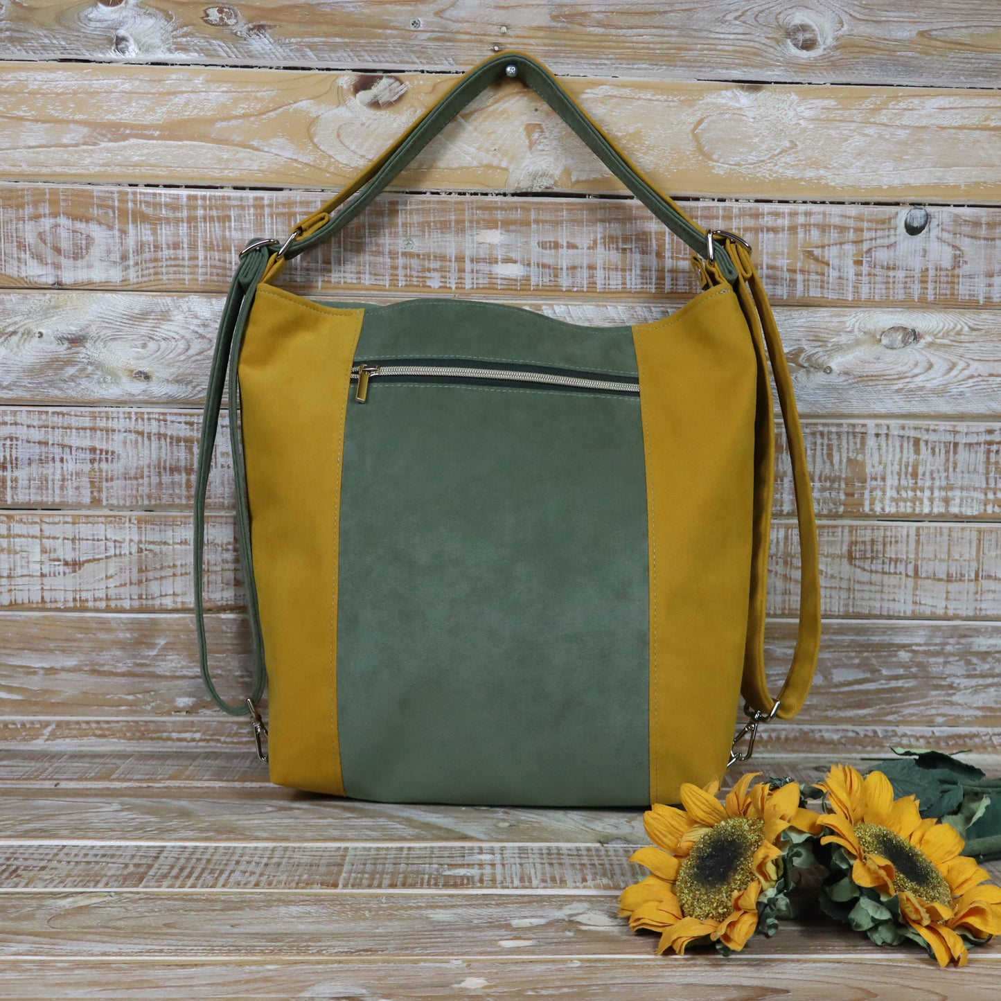 Grün Lila Rucksack Tasche