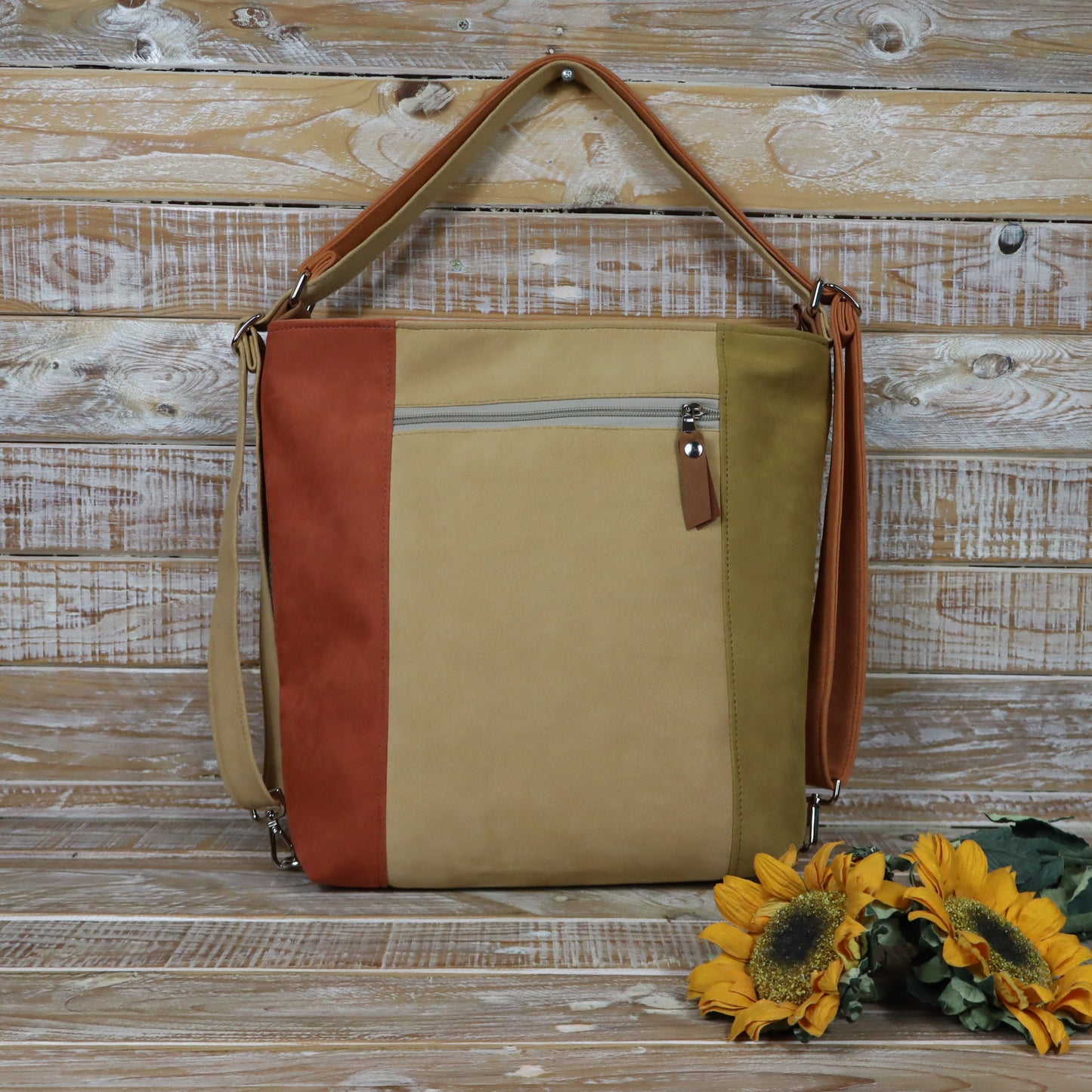 Grün Lila Rucksack Tasche