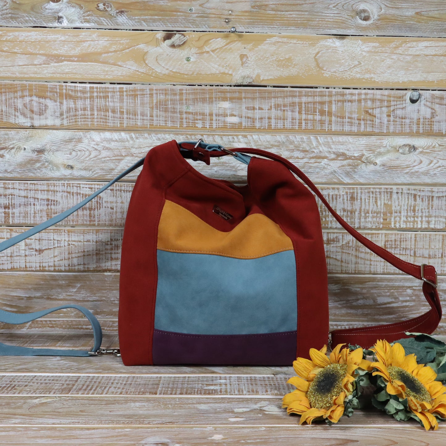 Grün Lila Rucksack Tasche