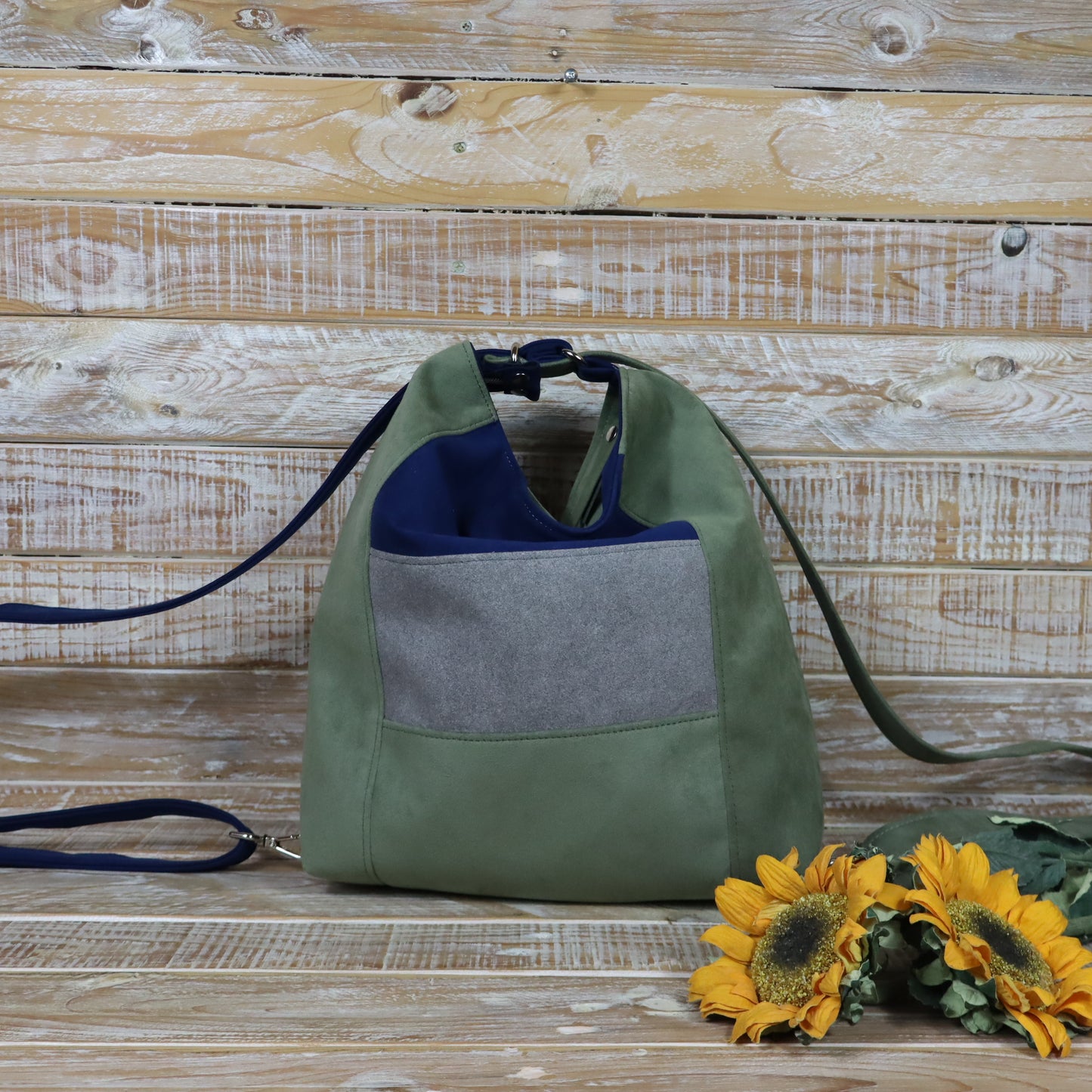 Grün Lila Rucksack Tasche