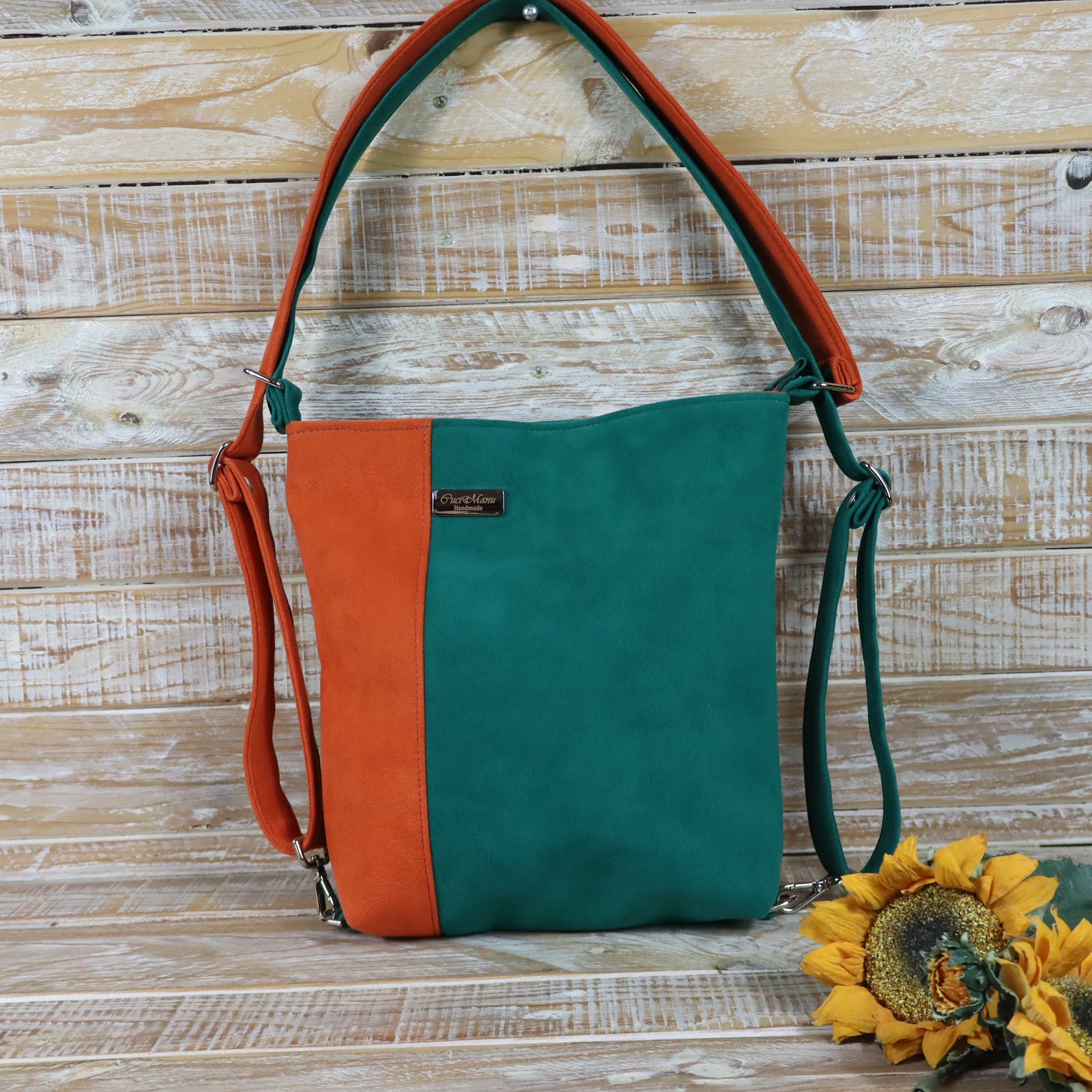 Grün Lila Rucksack Tasche