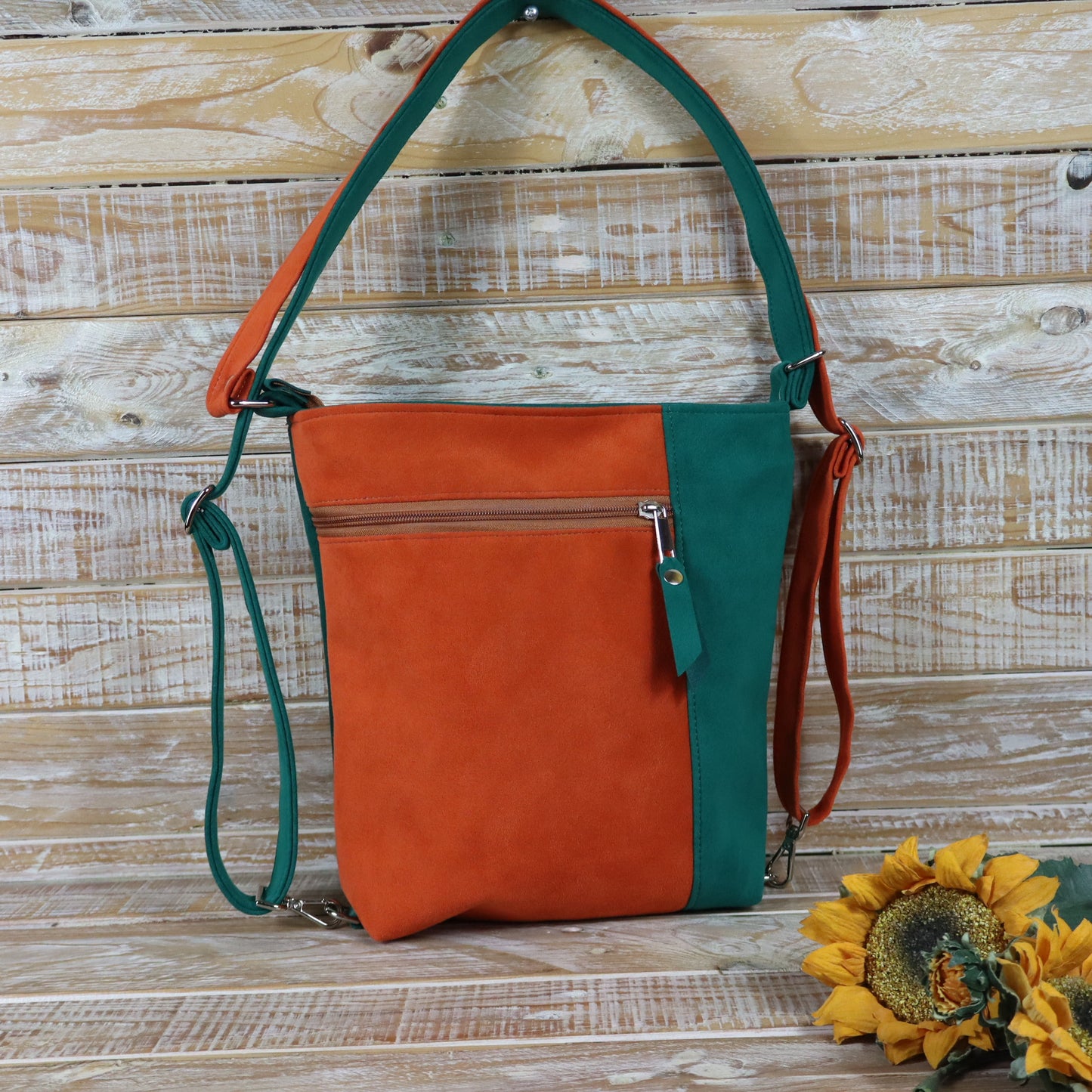 Grün Lila Rucksack Tasche