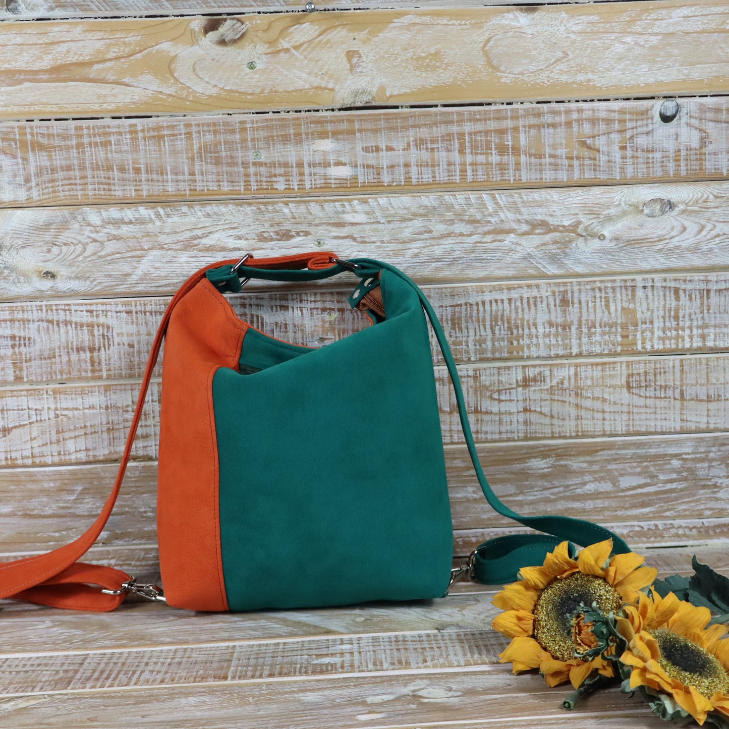 Grün Lila Rucksack Tasche