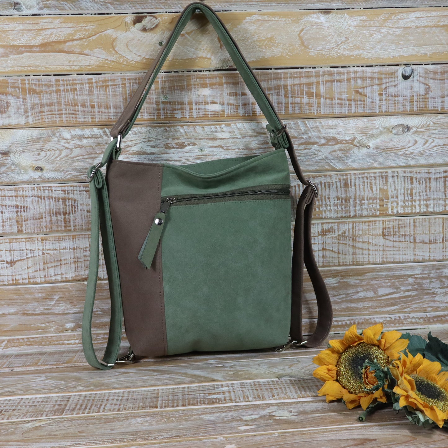 Grün Lila Rucksack Tasche