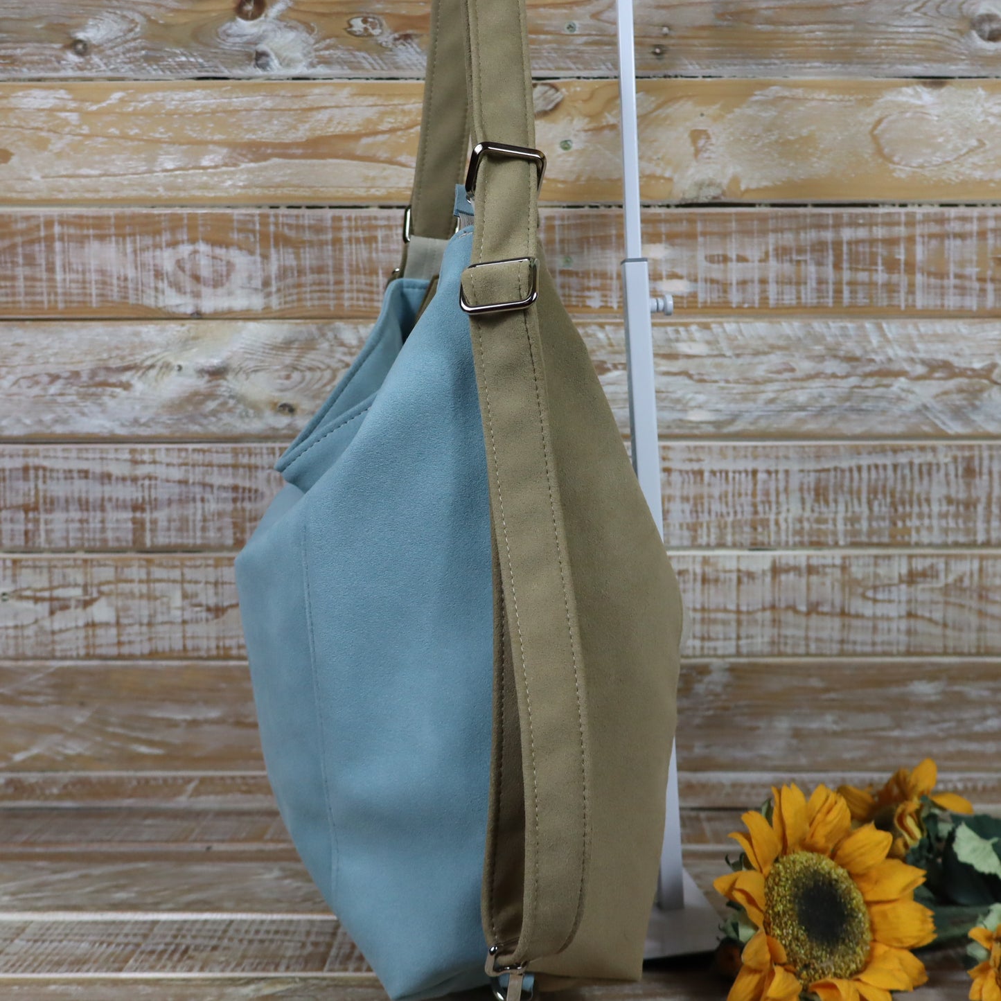 Borsa zaino Anselmina azzurro cammello