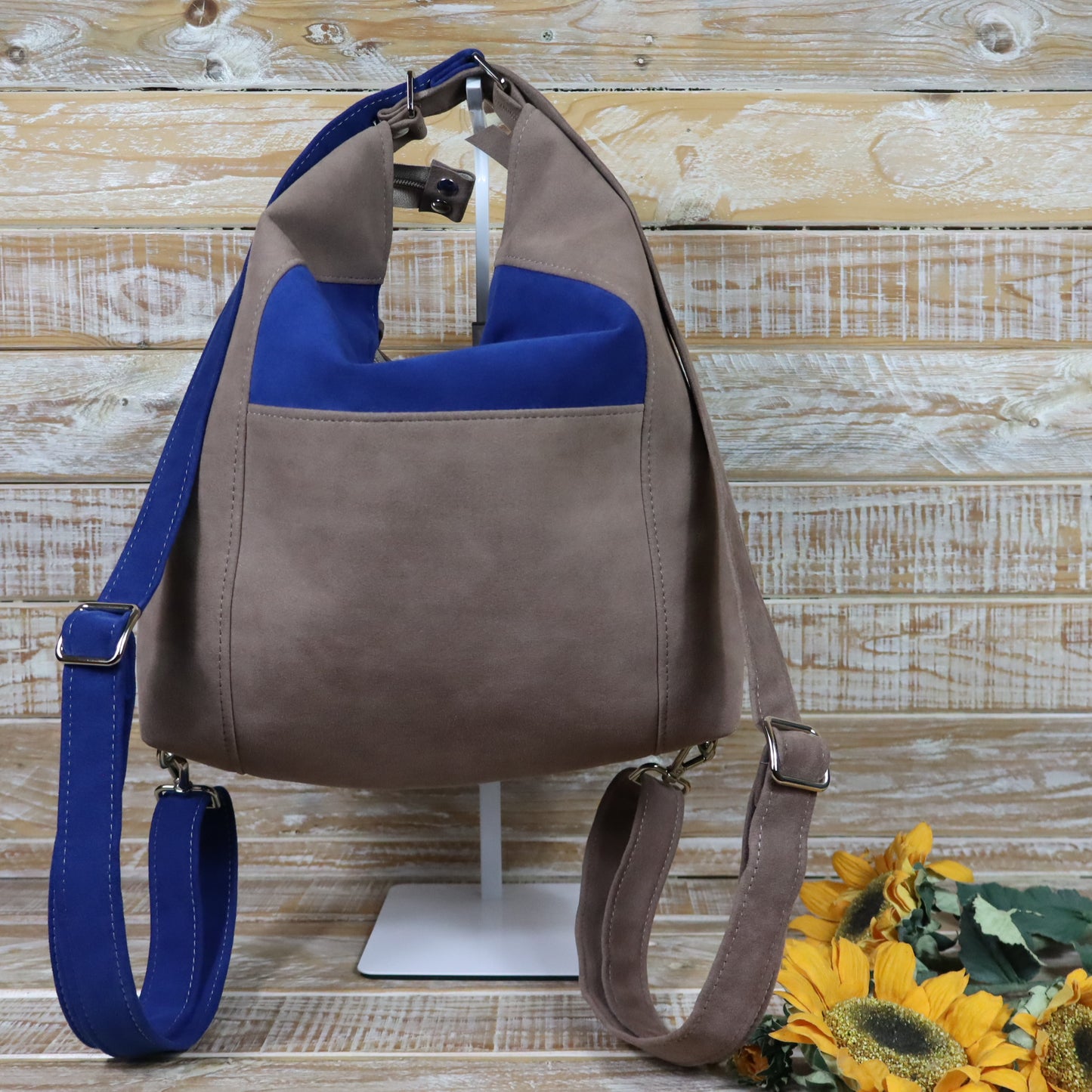 Borsa zaino Anselmina tortora blu