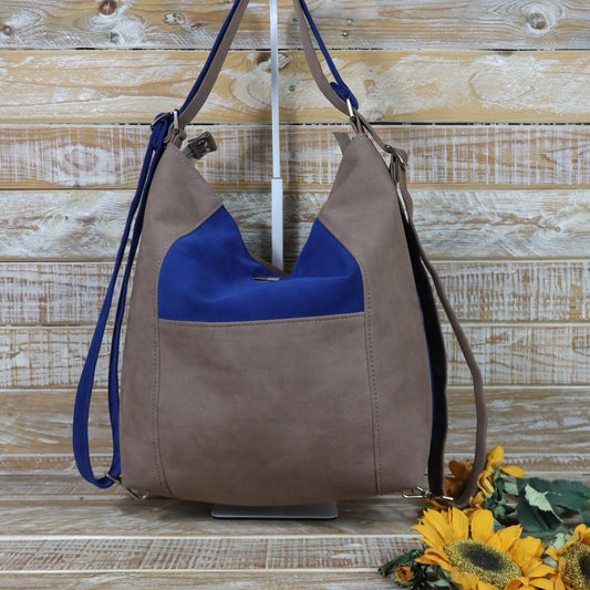 Borsa zaino Anselmina tortora blu