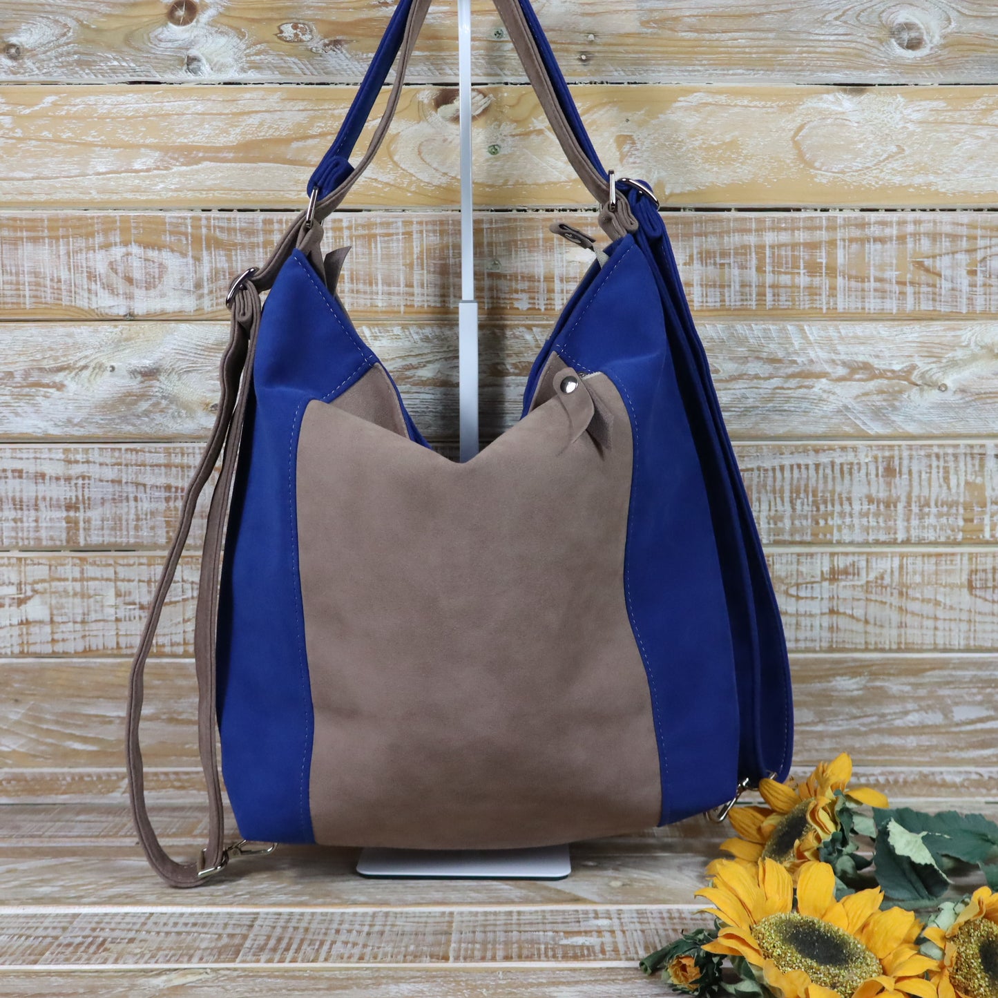 Borsa zaino Anselmina tortora blu