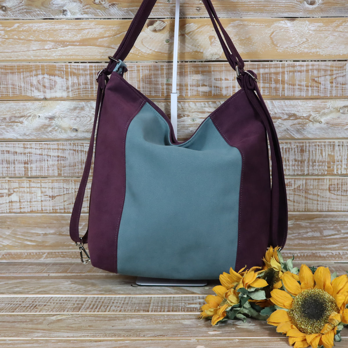 Grün Lila Rucksack Tasche