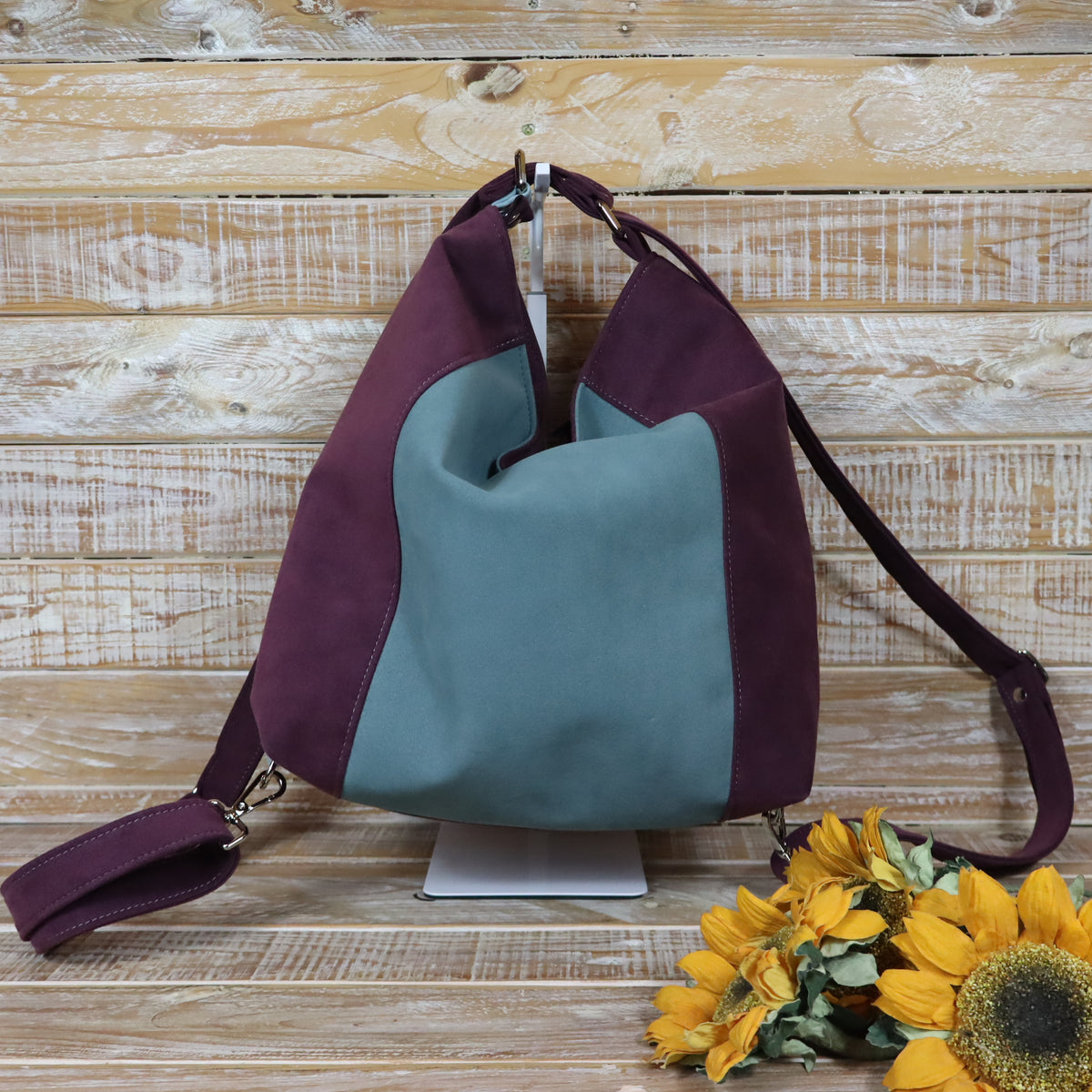 Grün Lila Rucksack Tasche