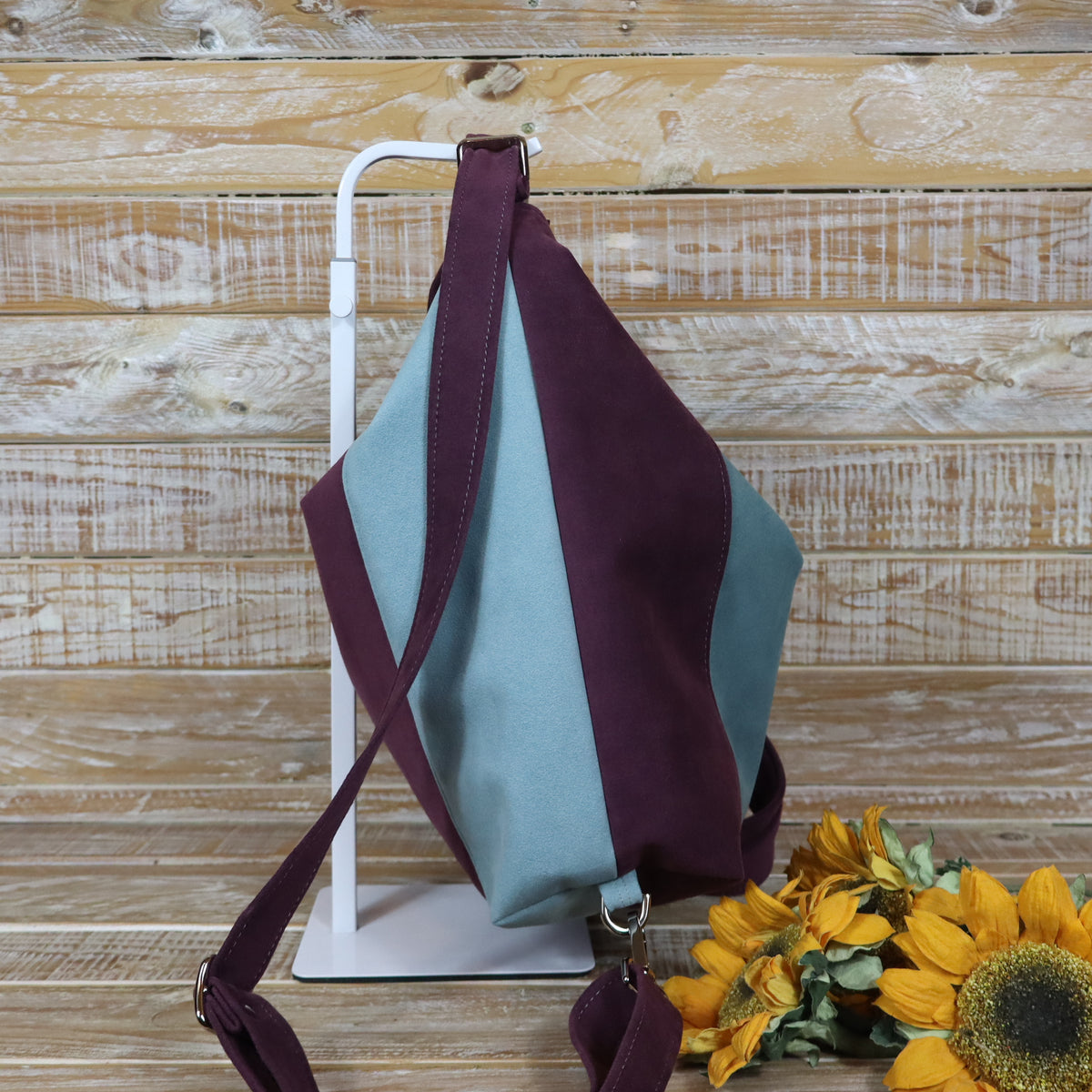 Grün Lila Rucksack Tasche