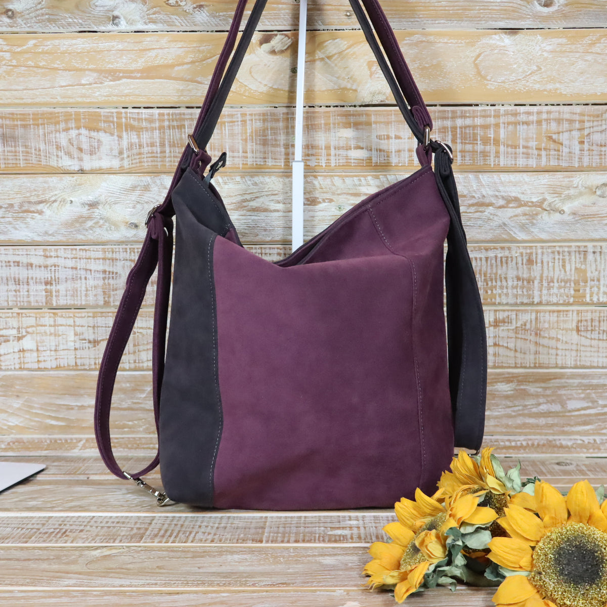 Grün Lila Rucksack Tasche