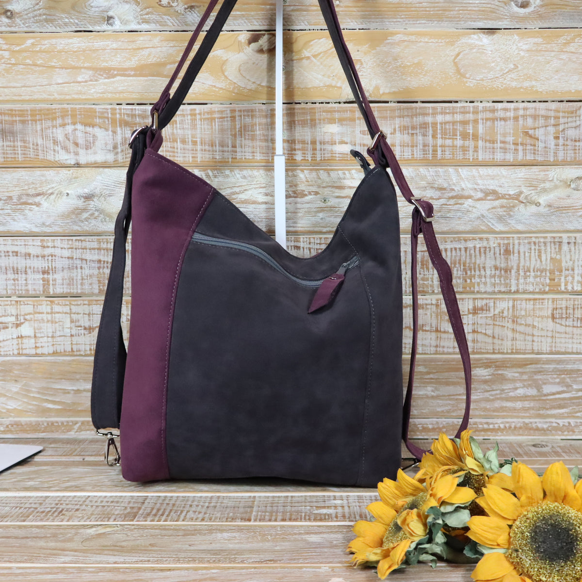 Grün Lila Rucksack Tasche