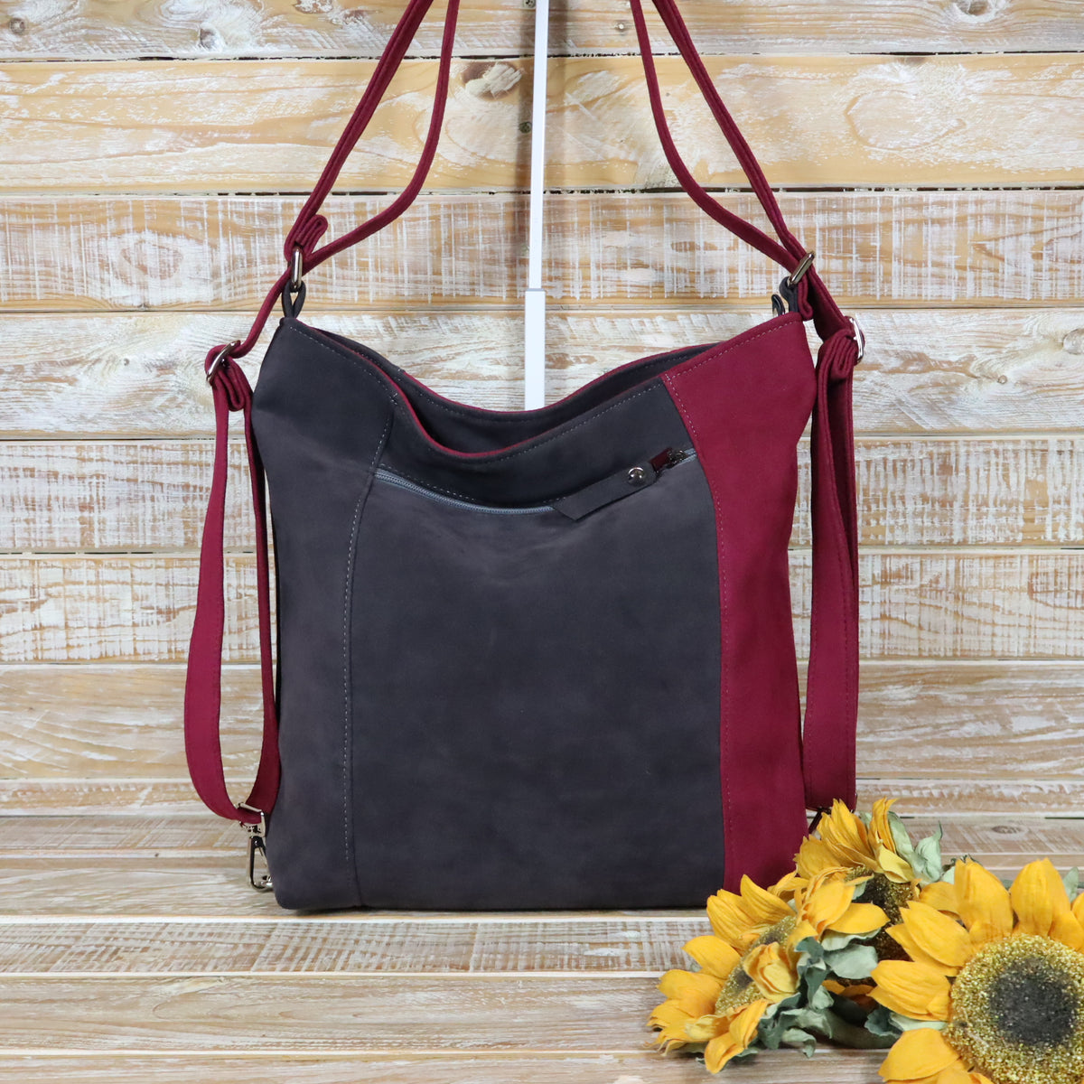 Grün Lila Rucksack Tasche