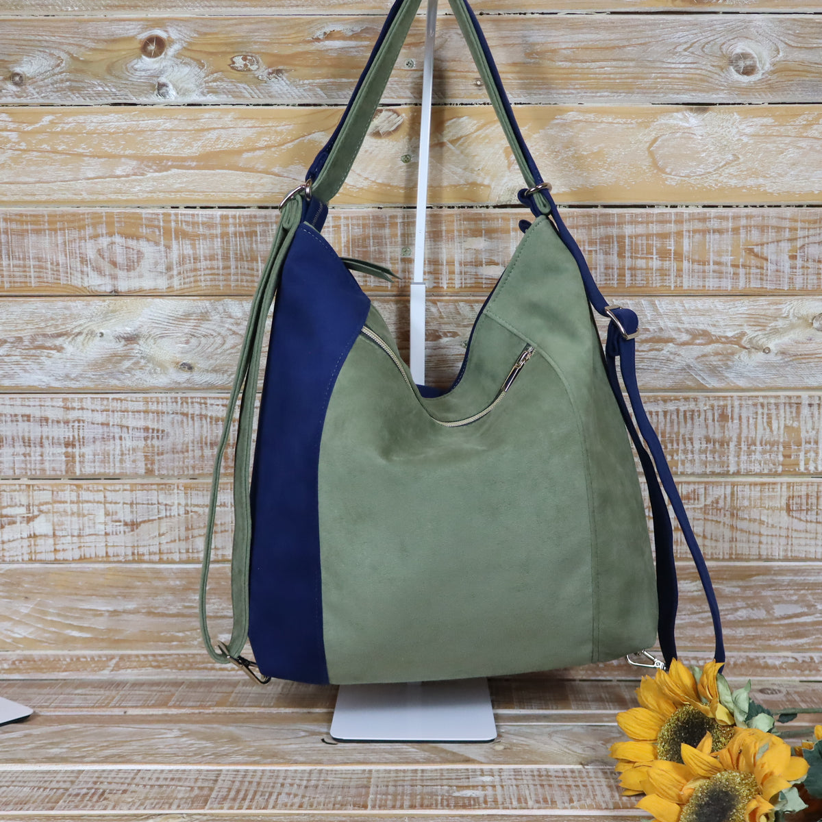 Grün Lila Rucksack Tasche