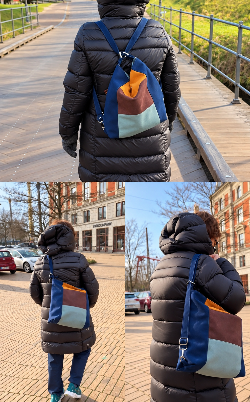 Grün Lila Rucksack Tasche