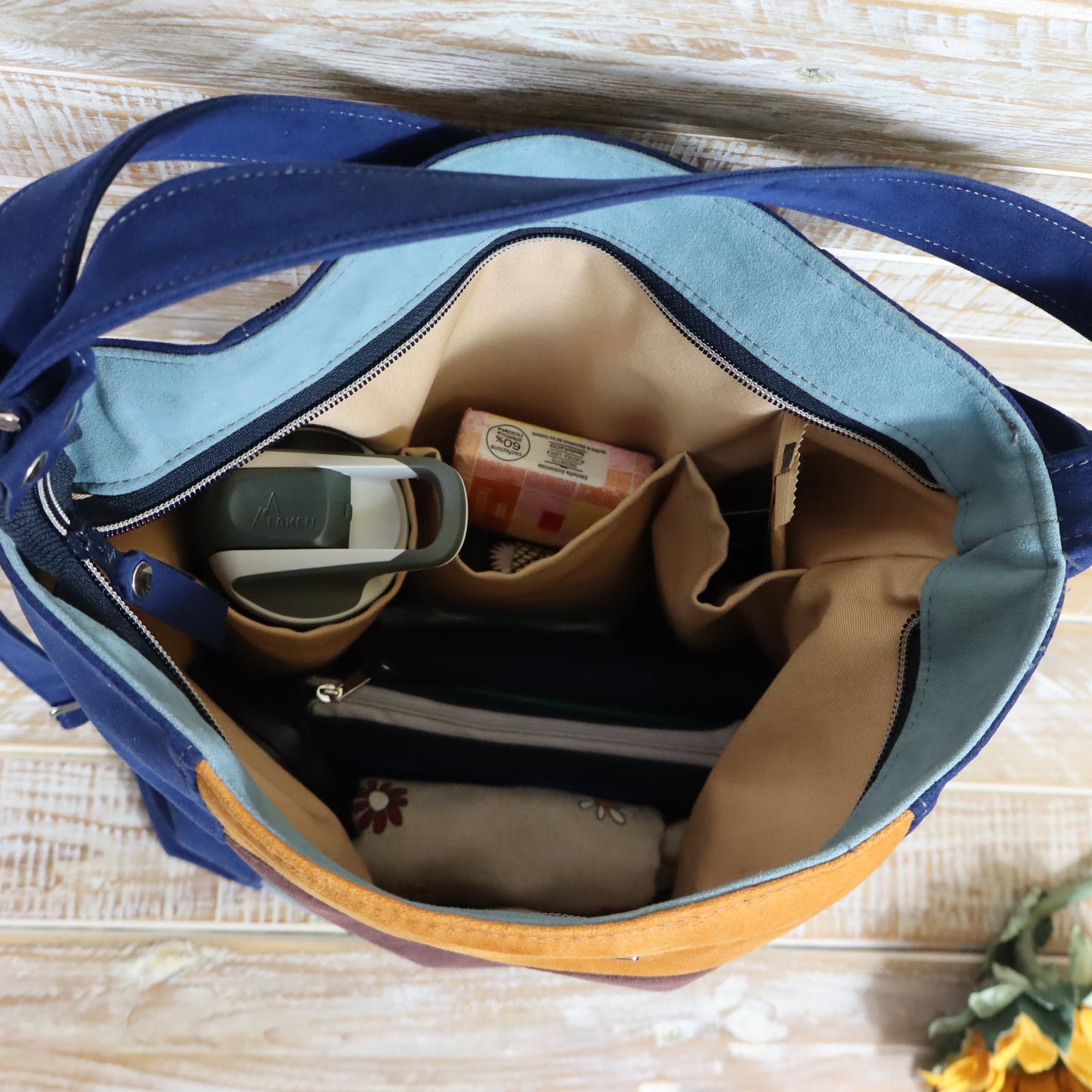 Borsa zaino Anselmina tortora blu