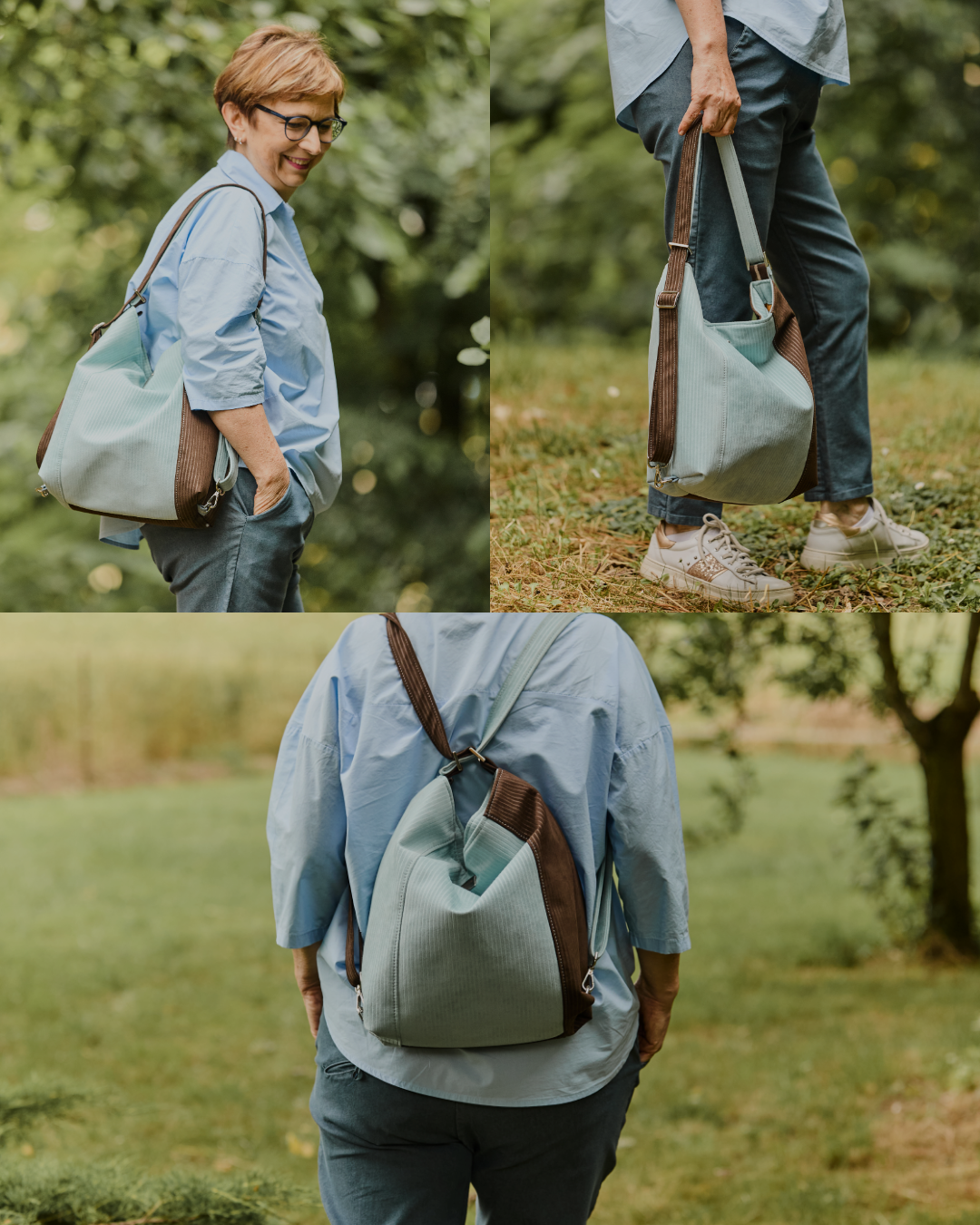 Grün Lila Rucksack Tasche