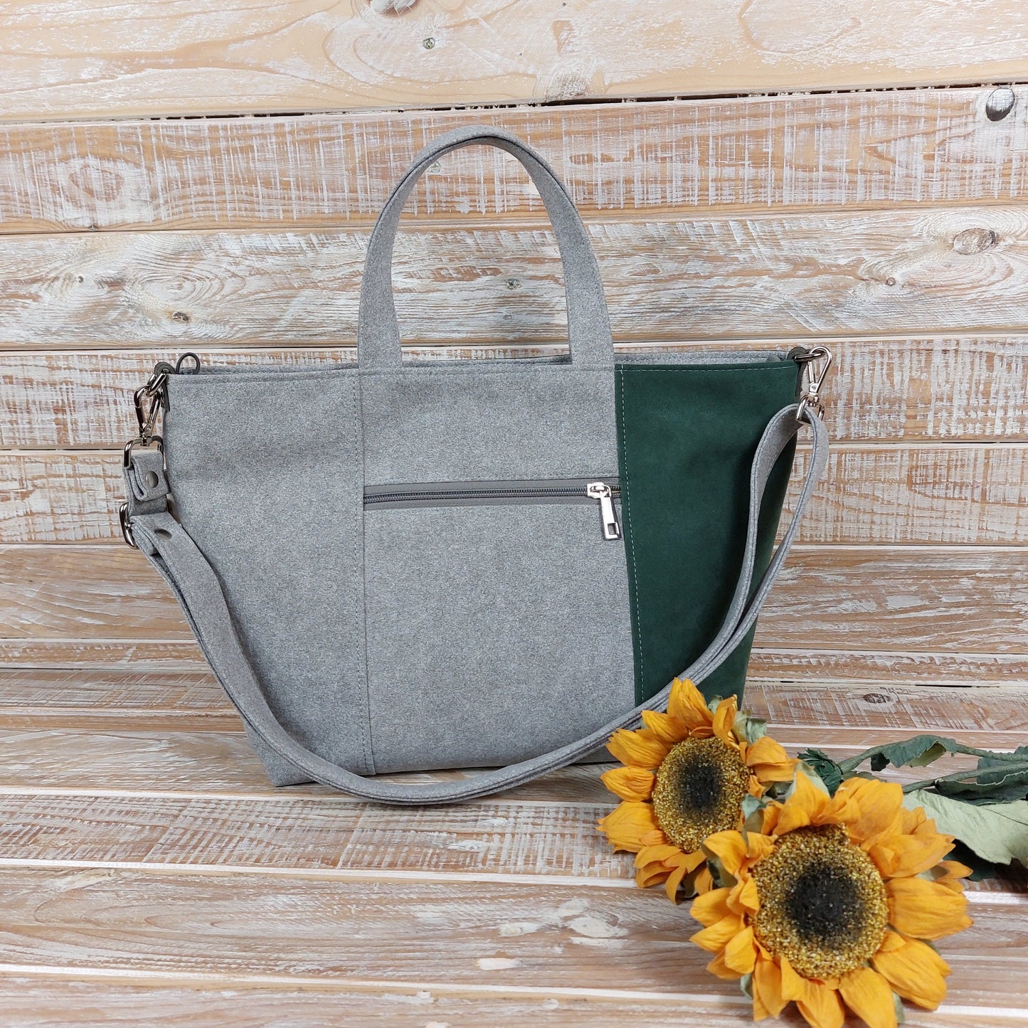 Debora tote bag - grigio verde